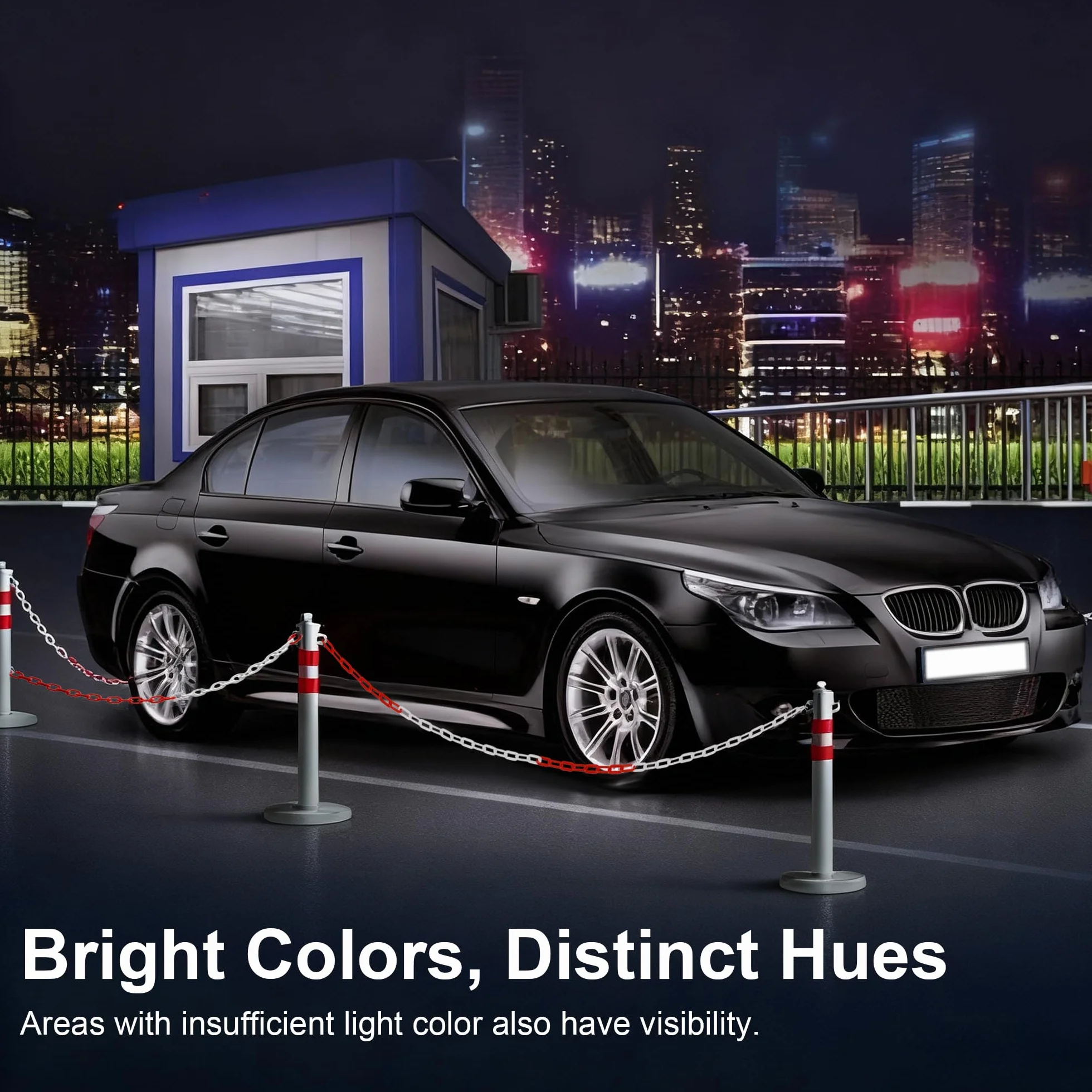 Tunejoy Catena Barriera in Plastica 10mx8mm Catena di Bloccaggio Bicolore Nero Giallo per Avviso di Sicurezza Parcheggio Controllo Della Folla Traffico
