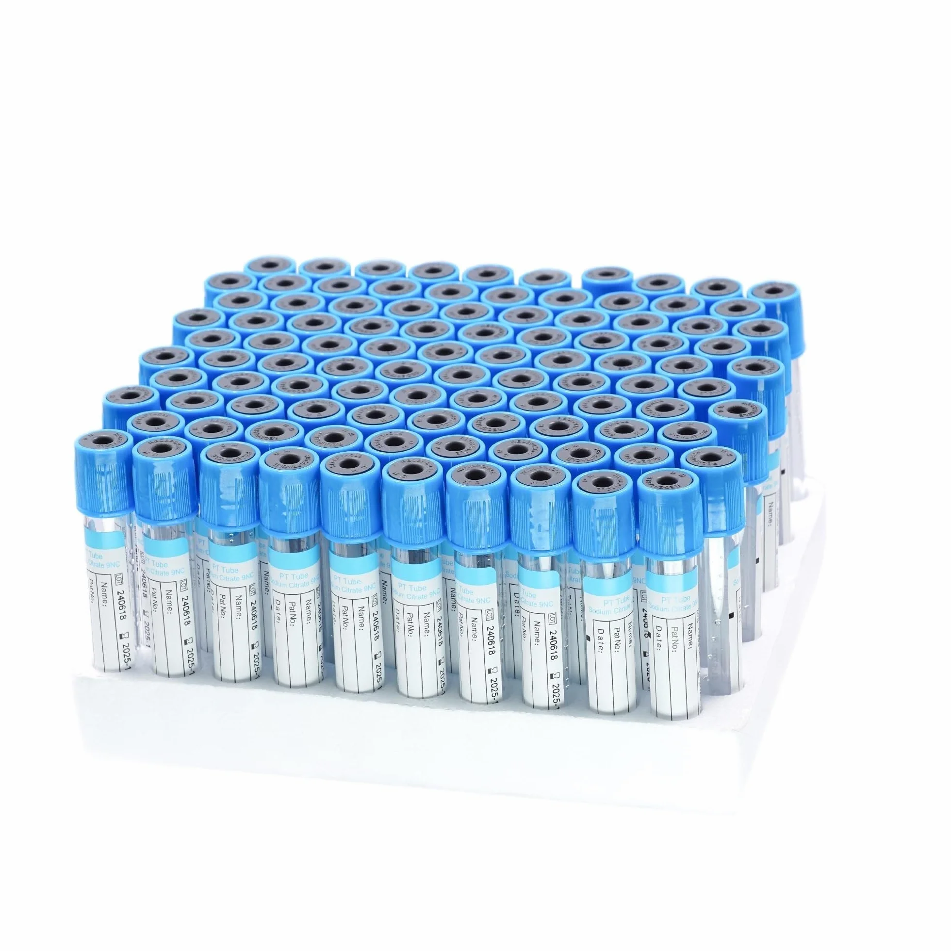 100 pezzi tubo in plastica al citrato di sodio per coagulazione, sterile, a pressione negativa, tappo blu, tubo anticoagulante PRP (Colore: 5ml PET)