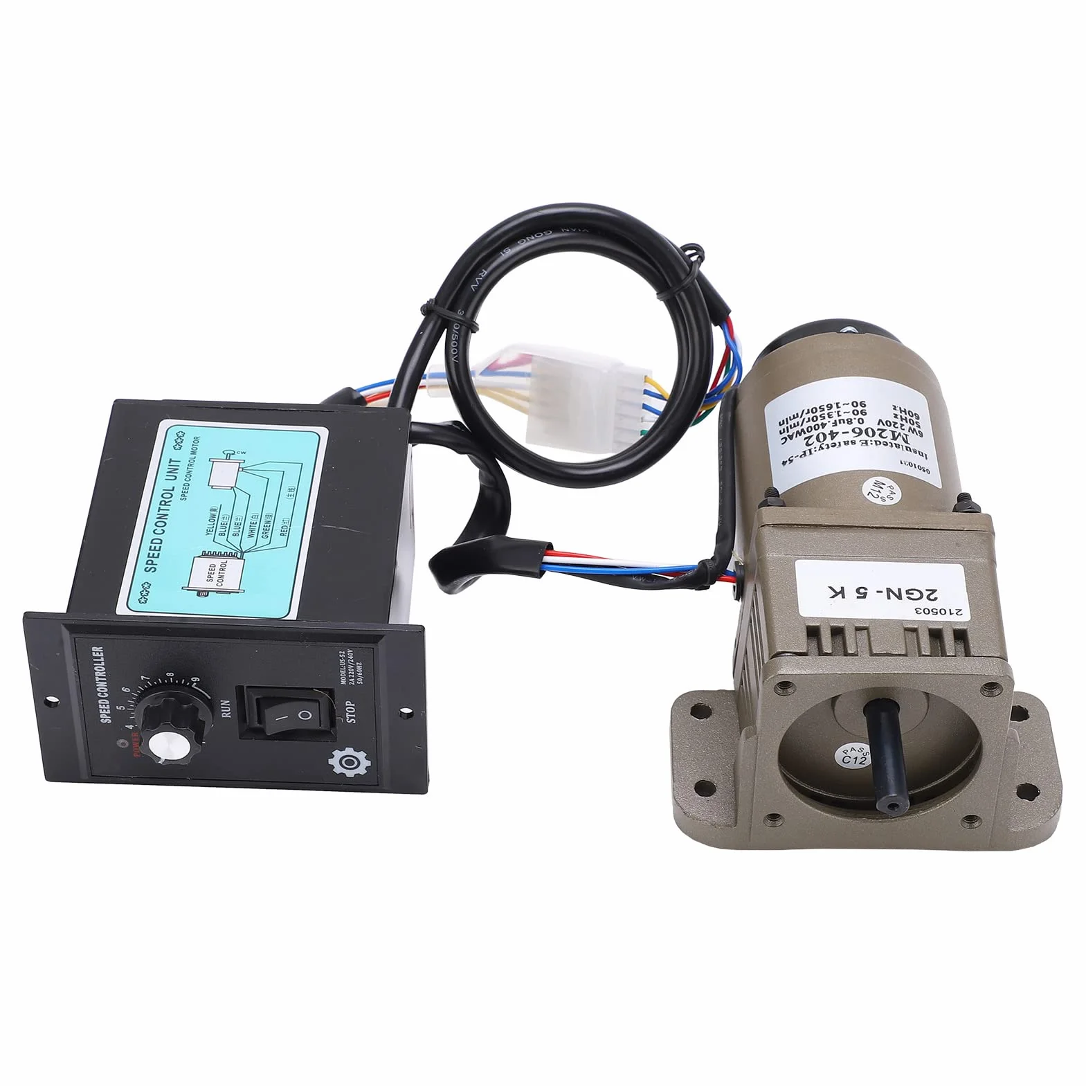 Motoriduttore 220V, Akozon 6W Motore Asincrono Monofase Motoriduttore velocità Reversibile e Regolabile per Industria delle Macchine Utensili, Industria Automobilistica, Macchine Tessili (5K)