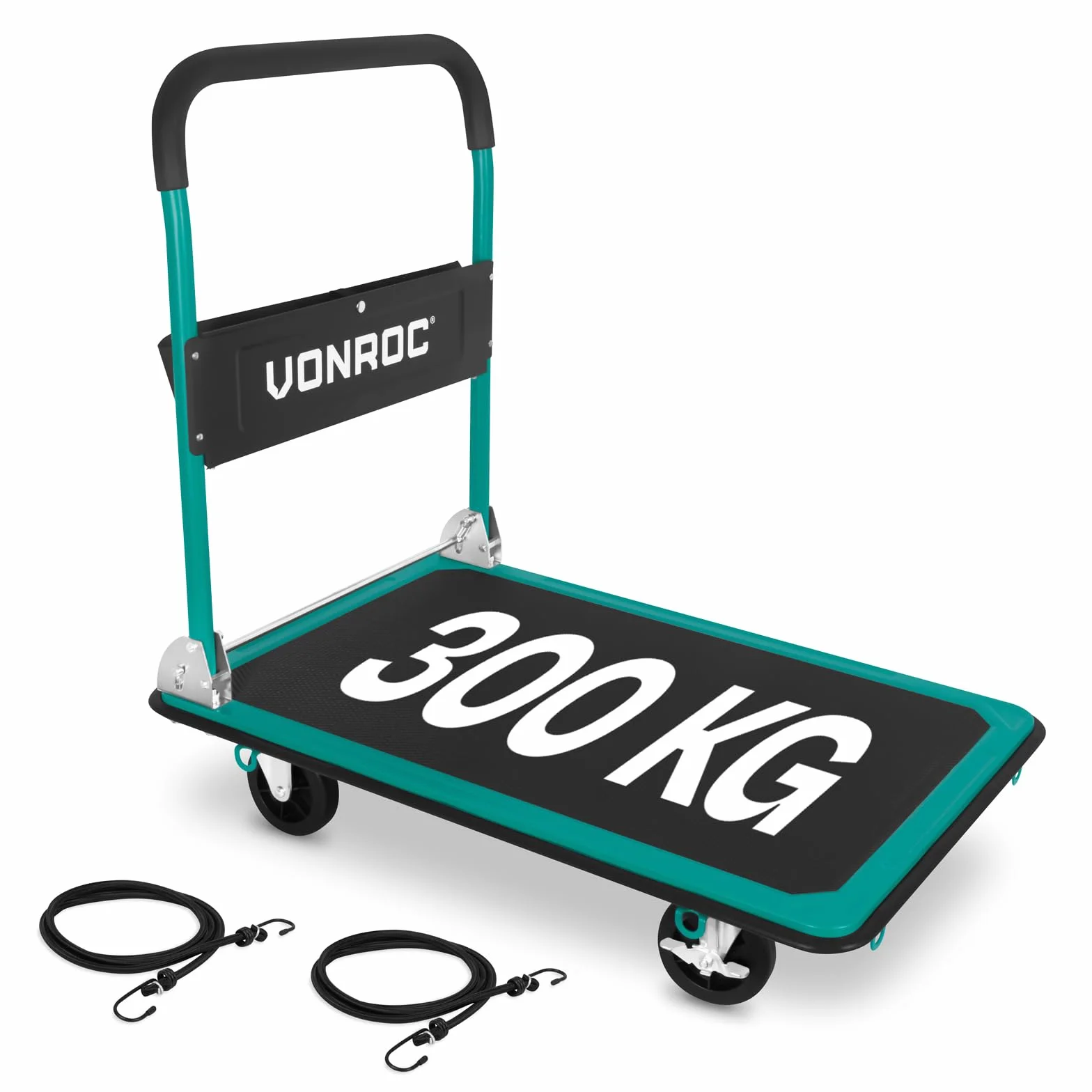Carrello a Piattaforma Pieghevole 300 kg – Carrello da Trasporto in Acciaio con Ruote e Freni, Piano 90x60 cm – Ideale per Magazzino, Officina, Garage e Traslochi