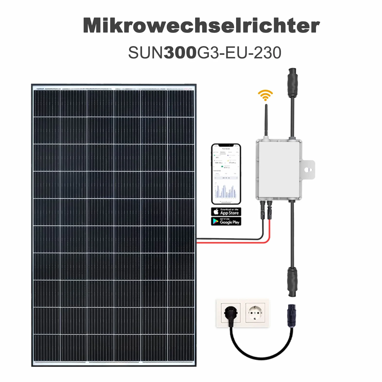 Deye Micro inverter DC 20V-60V AC 220V-230V WiFi IP67 SUN300G3-EU-230