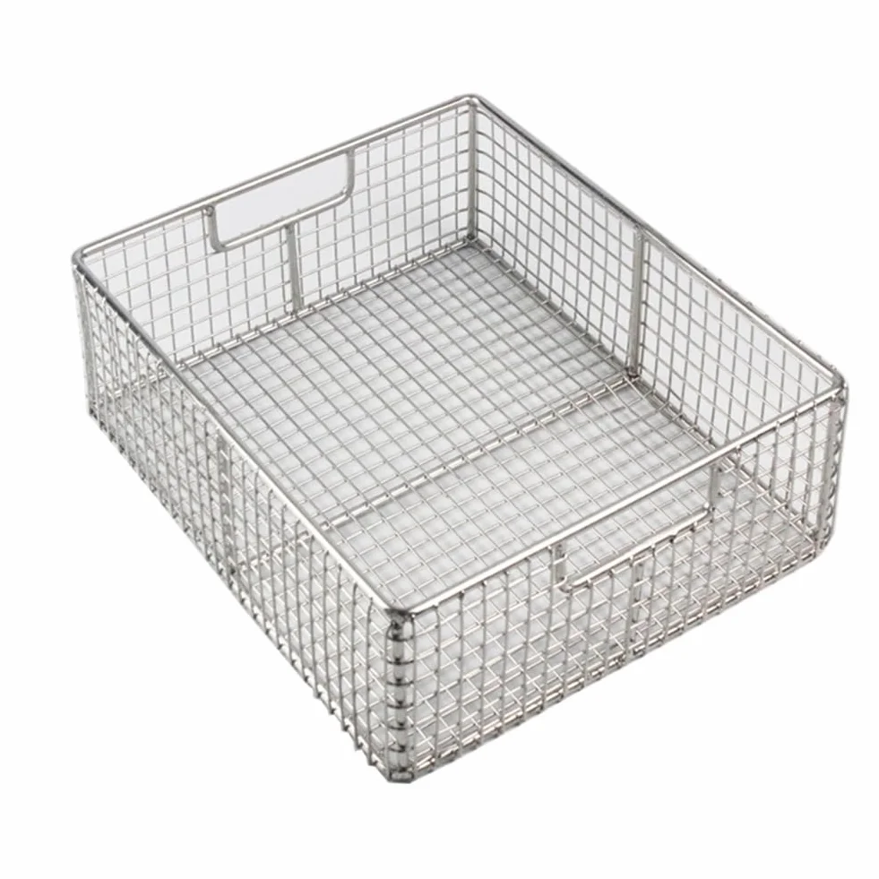 Cestello per disinfezione in acciaio inox, rete rettangolare per sterilizzazione, maglia da 2 cm, ideale per la sterilizzazione degli strumenti, 50 x 30 x 20 cm