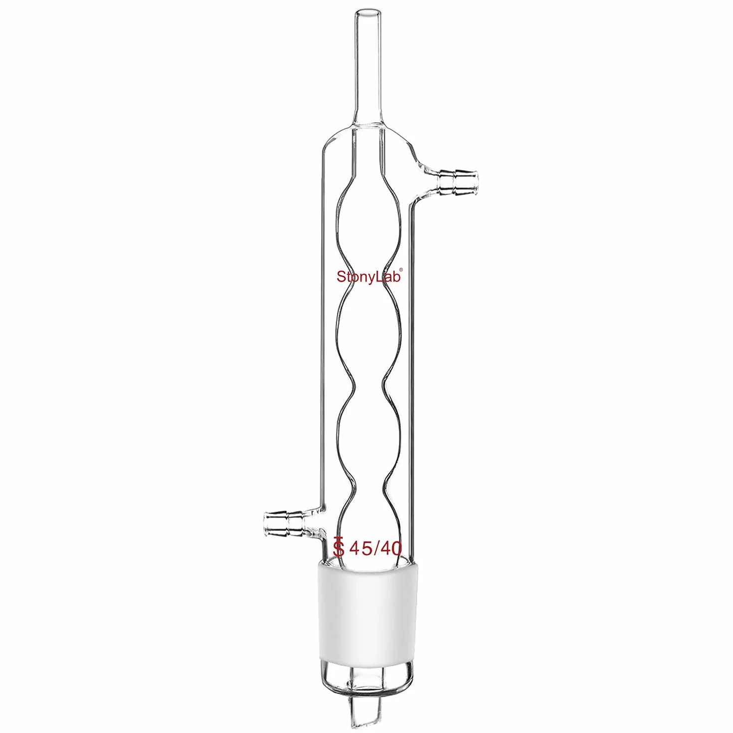 stonylab Allihn Condensatore Reflusso per Estrattore Soxhlet, Vetro Borosilicato Allihn Condenser con Giunto 45/40, Lunghezza Rivestimento 500 mm Condensatore in Vetro da Laboratorio