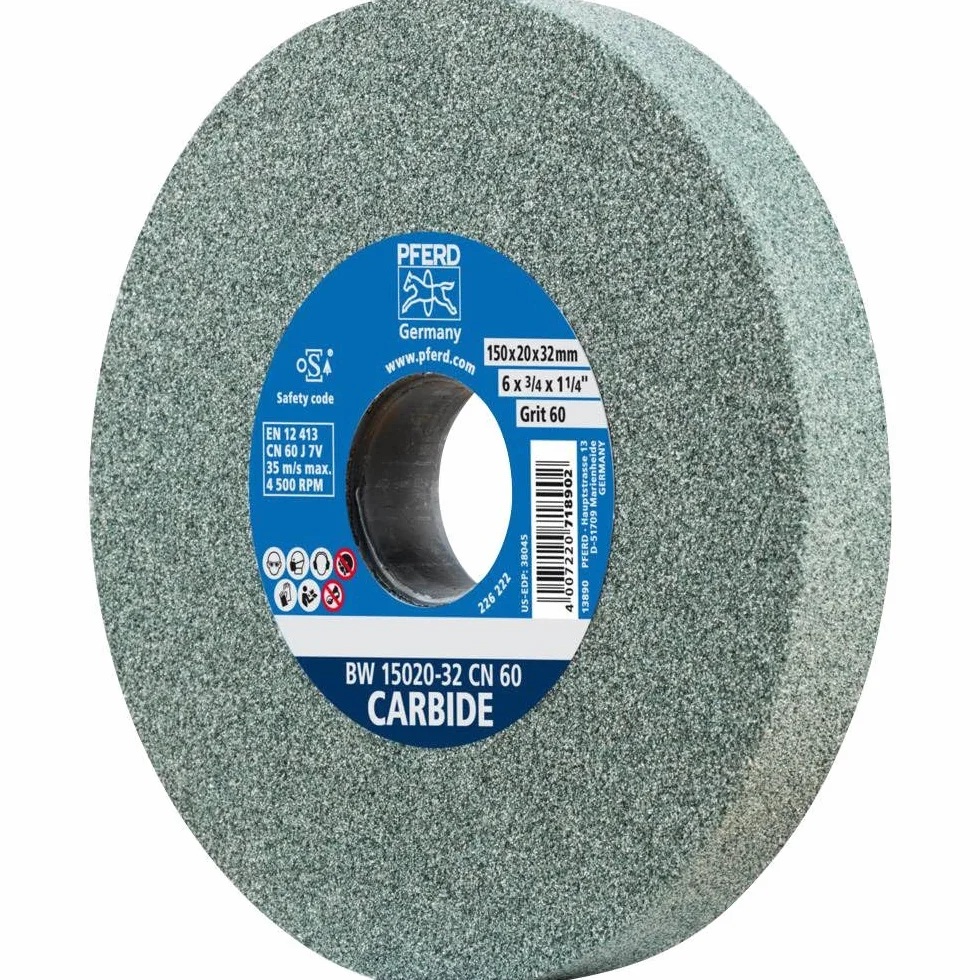PFERD Mola a disco carburo di silicio 150x20x32 mm granulometria 60 con bussole di riduzione 25/20/16 mm