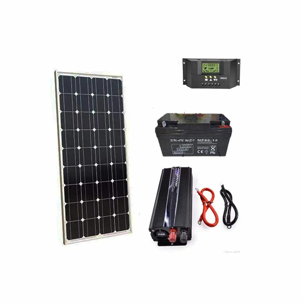 KIT FOTOVOLTAICO 1KW GIORNALIERO INVERTER 2000W PANNELLO ENERGIA SOLARE BATTERIA 120AMB