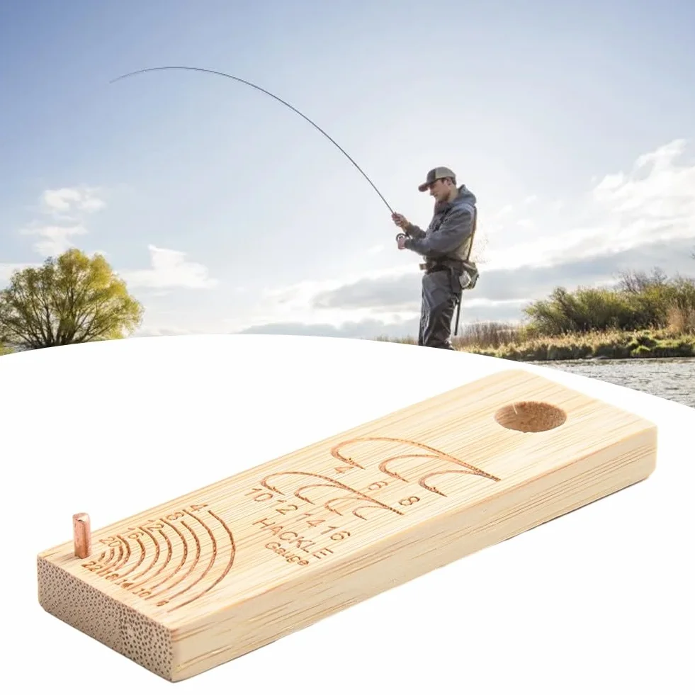 Calibro per pesca a mosca strumento misurazione ami 4-16 hackle 4-22 legno girevole 76x25 mm