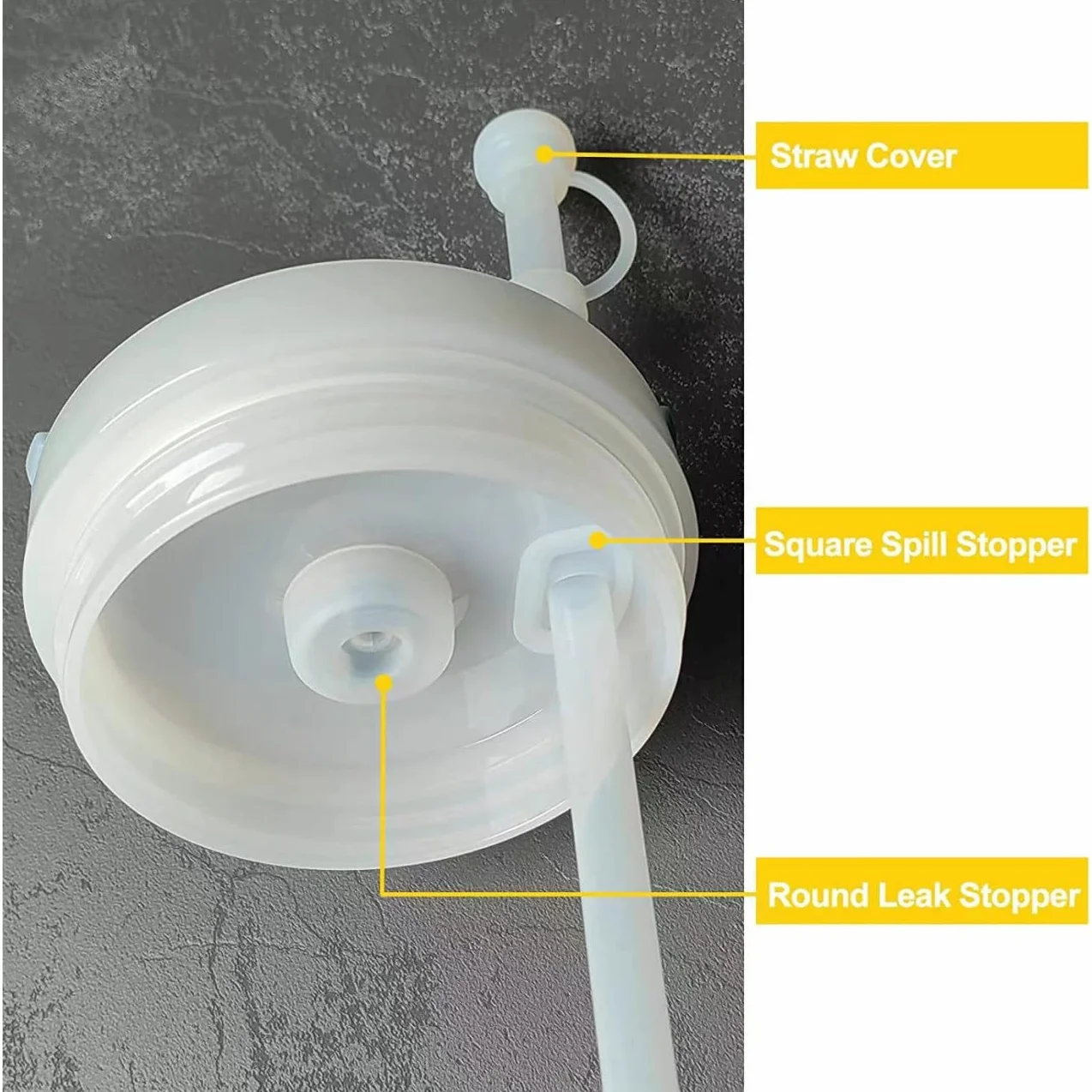 StanleyCups Silicone Tappo Fuoriuscita 6 Tappi a Prova di Fuoriuscite 40oz/30oz Riutilizzabili Trasparenti