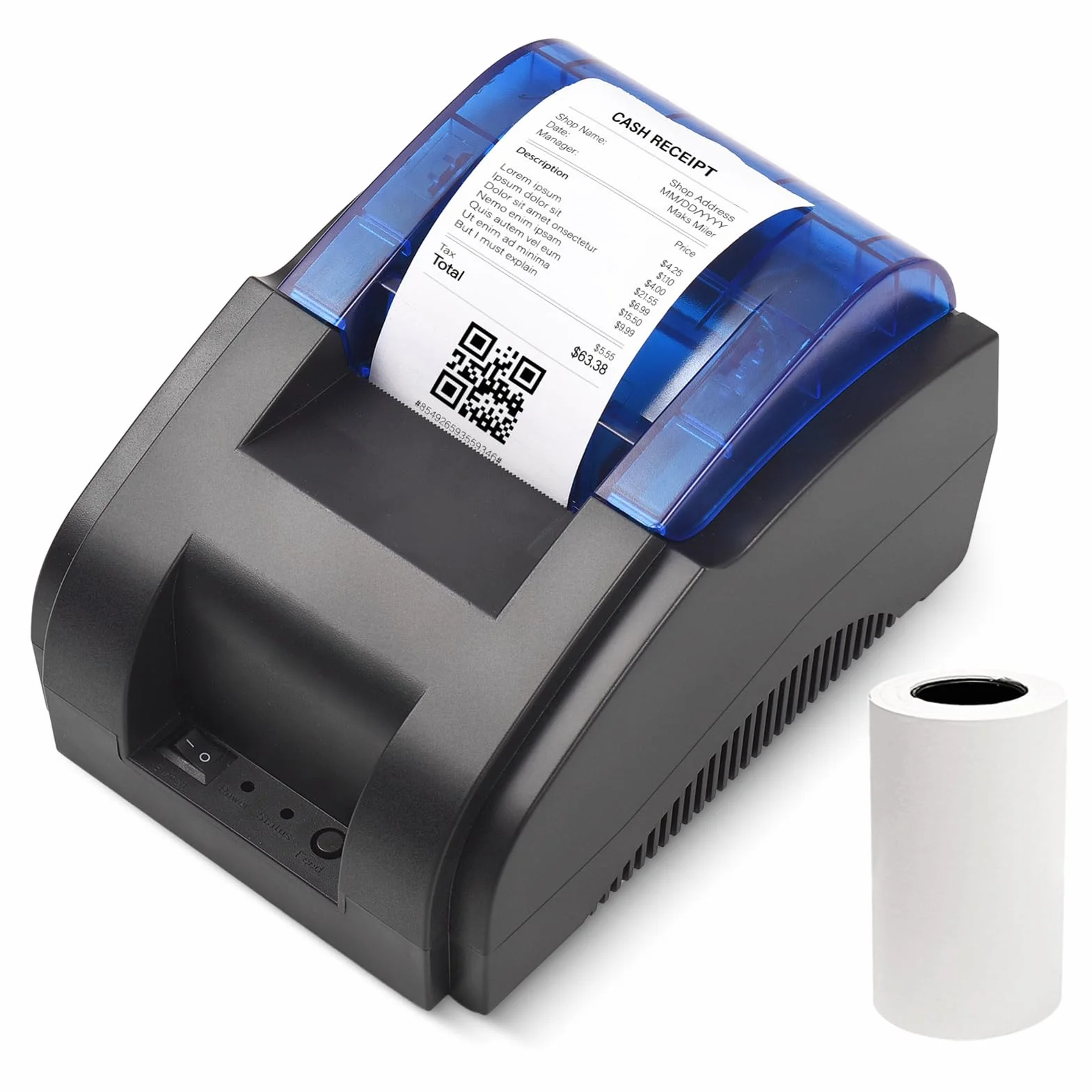 Bisofice Stampante Termica 58 mm per Scontrini, Stampante Termica Bluetooth & USB, Compatibile con Android/Windows, Supporto ESC/POS, per Vendita al Dettaglio