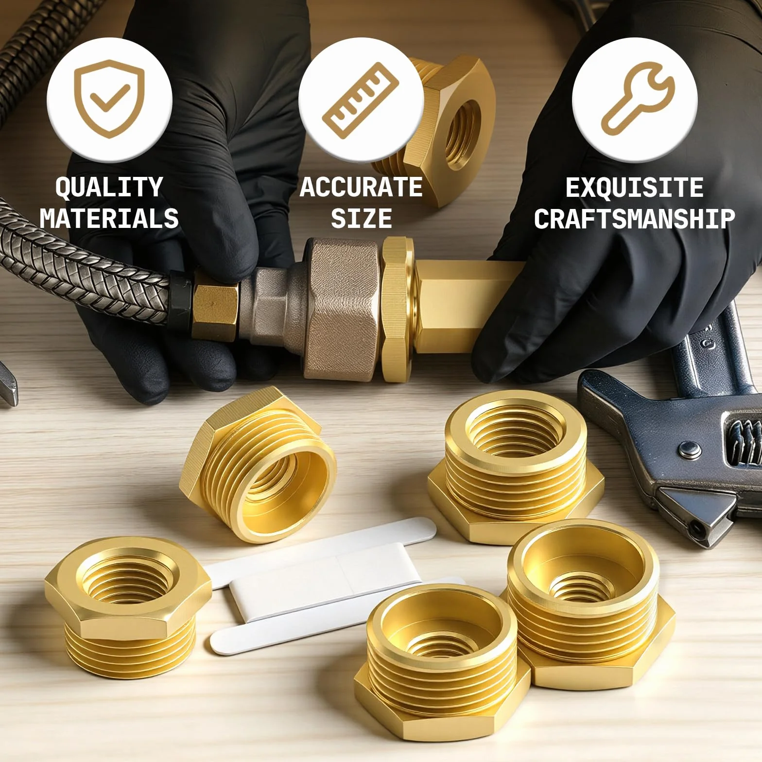 Bwintech Reduktor Boczek Hexagonalny 1/4" Żeński 1/2" Męski BSP Mosiądz