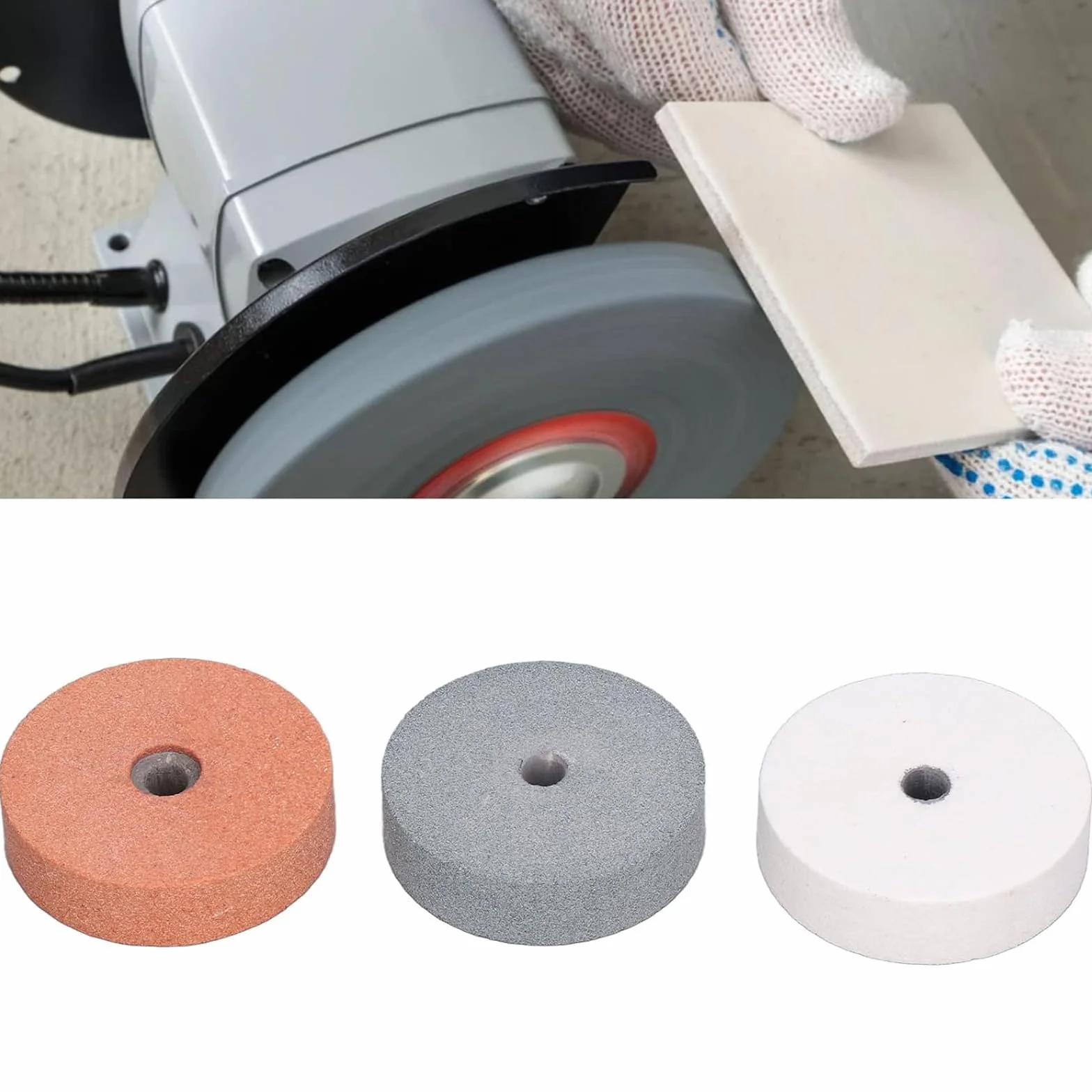Mola da Banco Carburo di Silicio Disco Abrasivo 3 Pezzi per Metallo Ceramica Marmo Legno