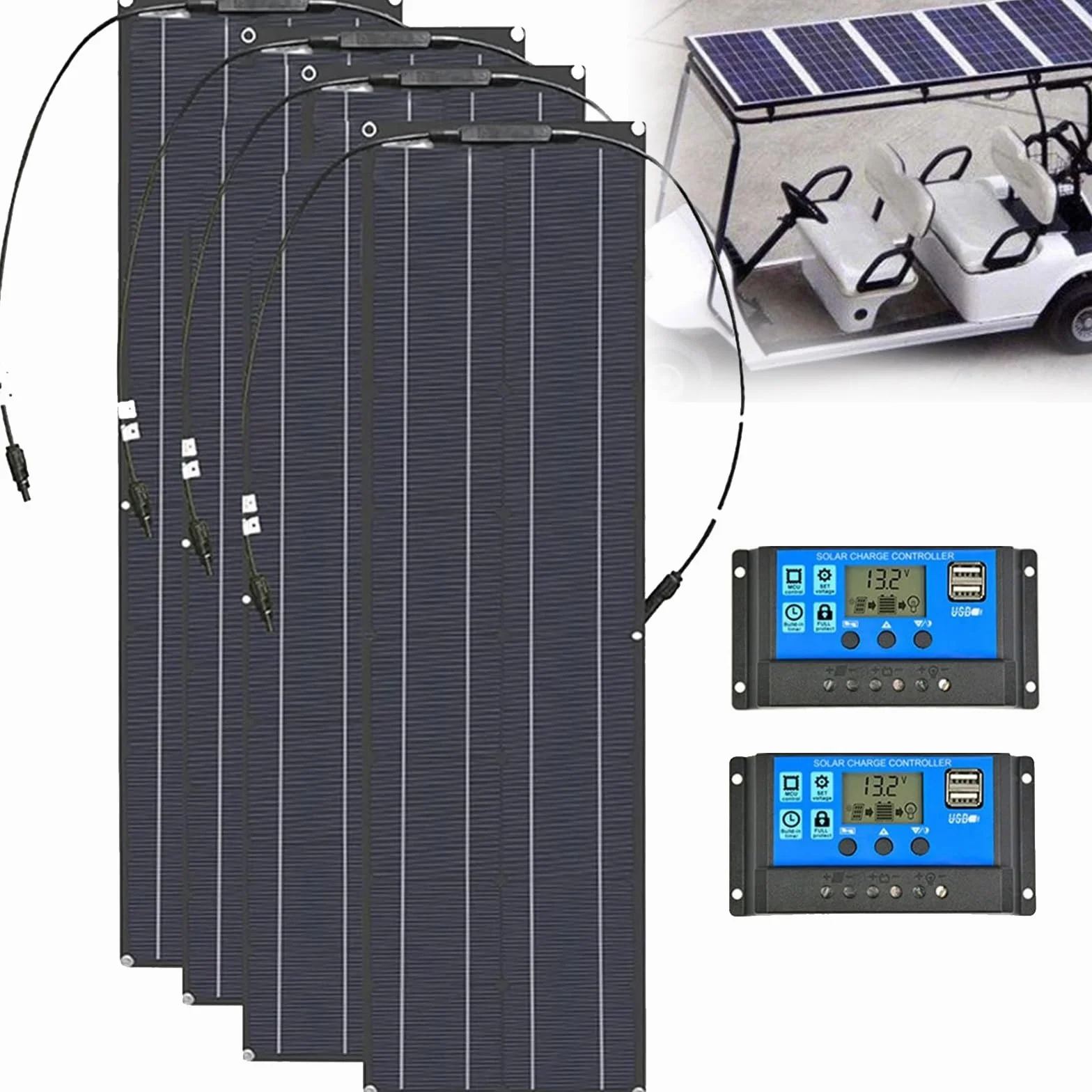 200W 400W 800W Flessibile Pannello Solare Kit Pannelli Solari Monocristallini +Regolatore di Carica +Cavo Solare,Flessibile Camper Pannelli PV Solari da Balcone(800W)