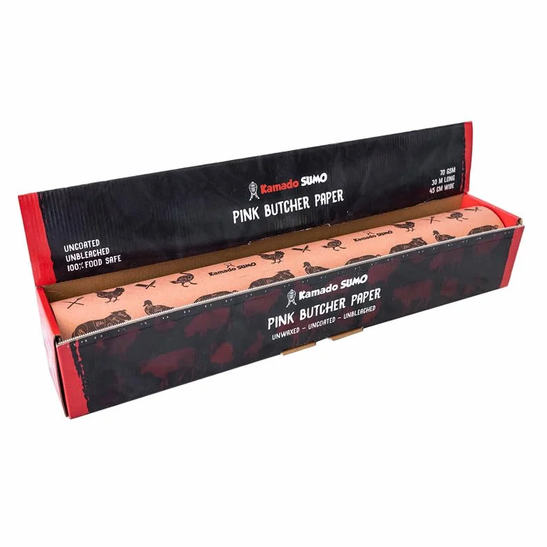 Kamado SUMO Rotolo di Carta da Macellaio Rosa - 30m x 45cm - Carta da Macellaio Kraft per Barbecue
