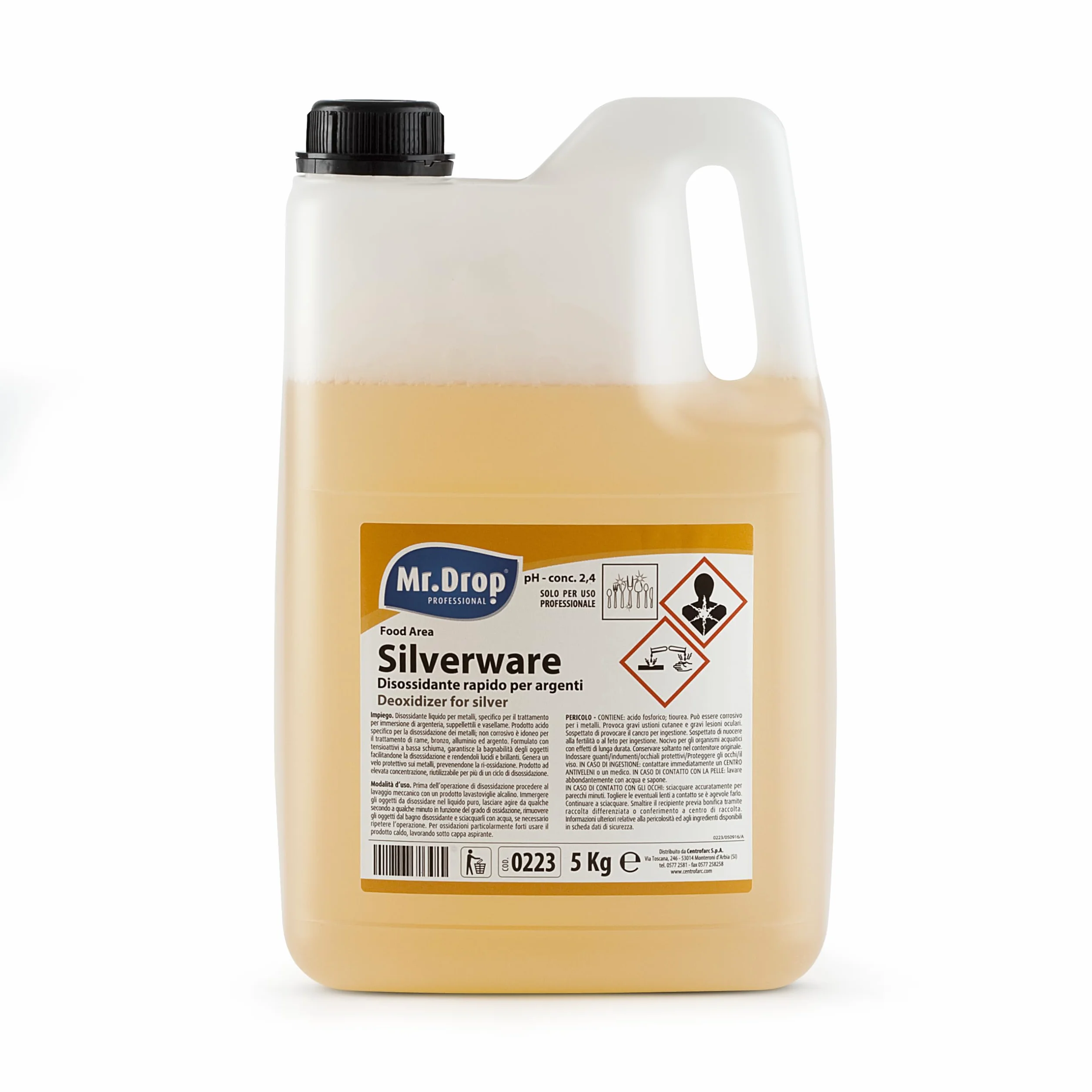 Mr.Drop® SILVERWARE PULITORE DISOSSIDANTE RAPIDO PER ARGENTI - 1 tanica da 5kg