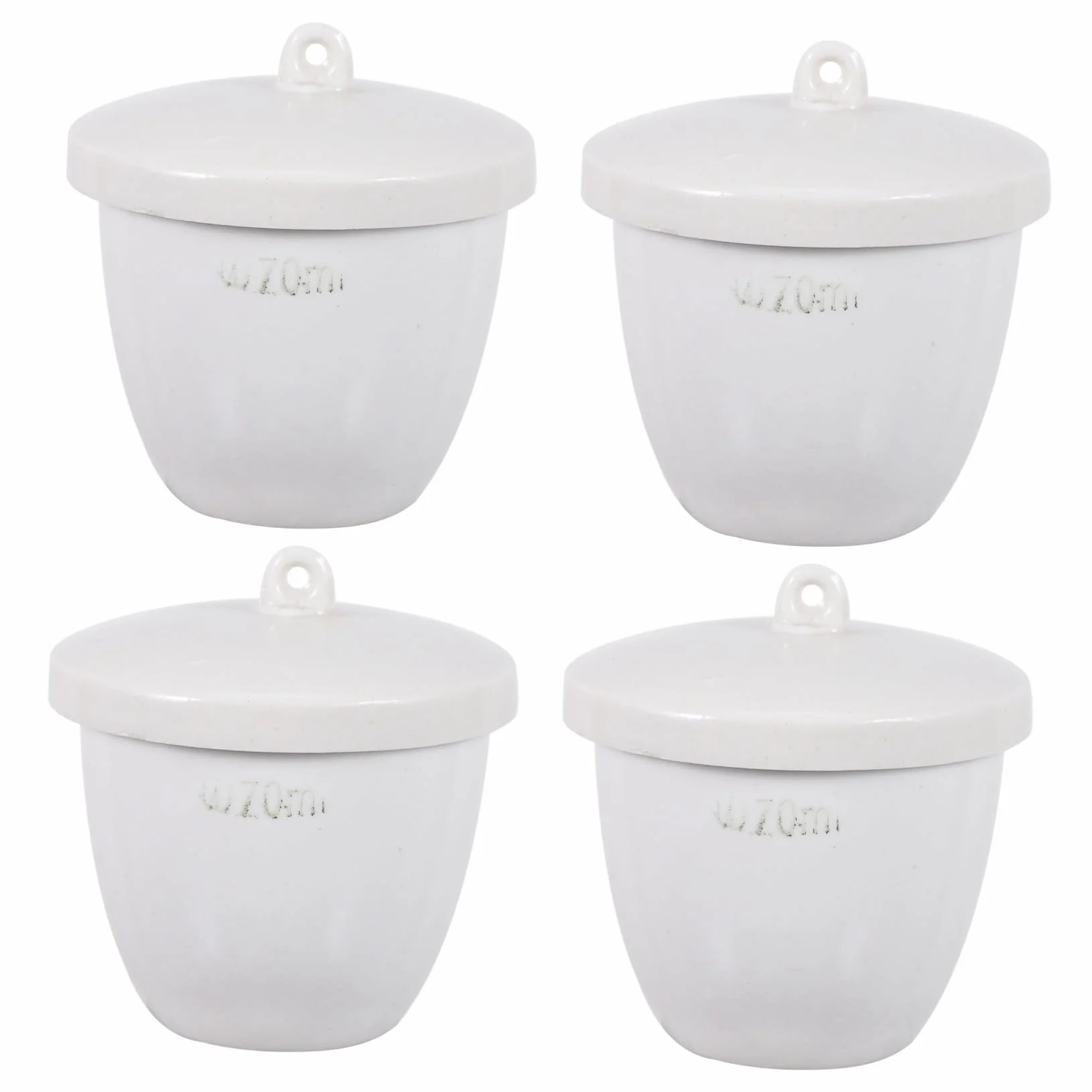 4 Pezzi Crogiolo in Ceramica con Coperchio 70ml Resistente Agli Acidi alla Corrosione per Laboratori e Industria Farmaceutica