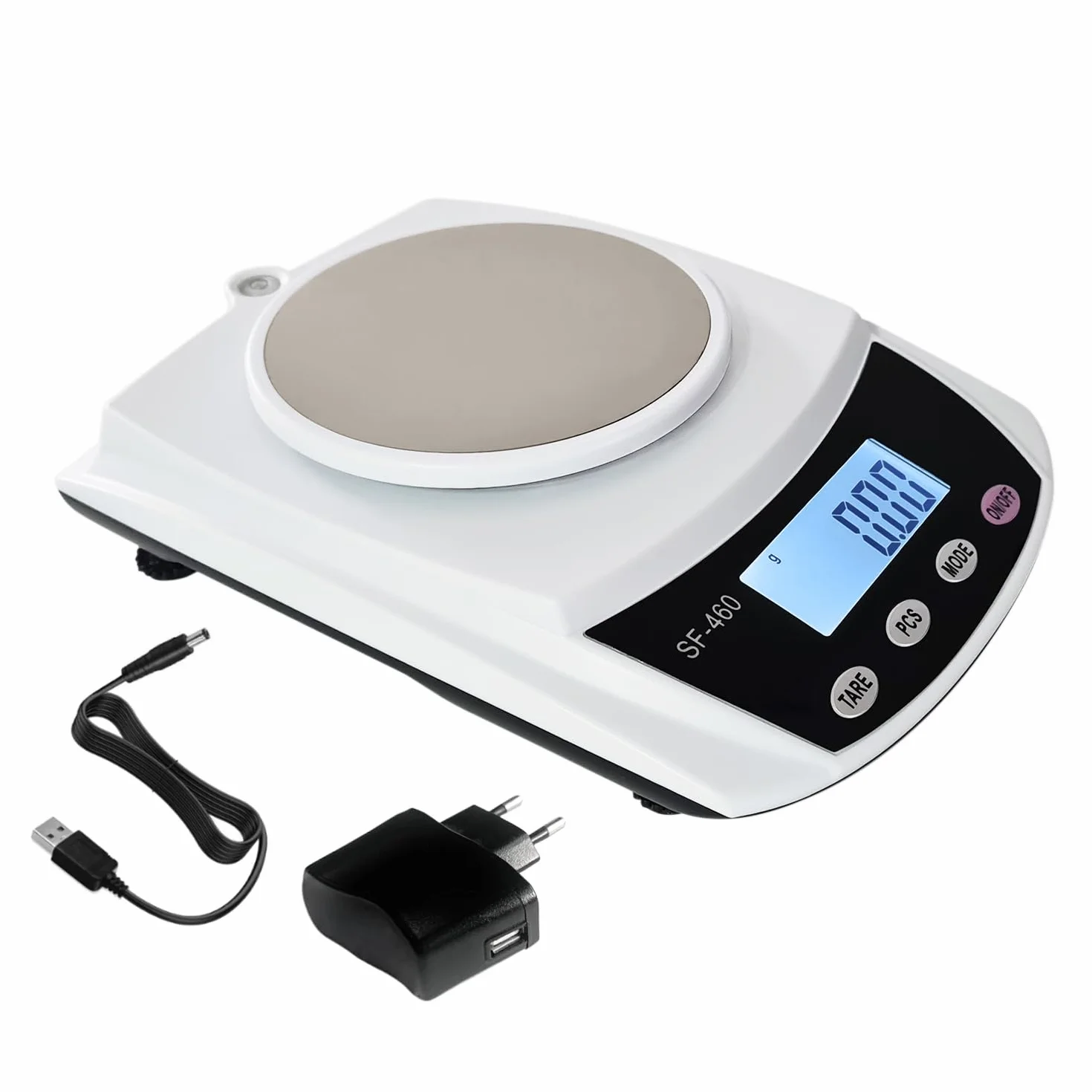 Eosphorus Bilancia Digitale Analitica LCD 600g x 0,01g, per Laboratorio Scientifico, Bilancia Da Cucina, Bilanciamento Accurato Per Pesare Grammi, Oncia, Carati, Incluso Cavo USB e Adattatore AC/DC