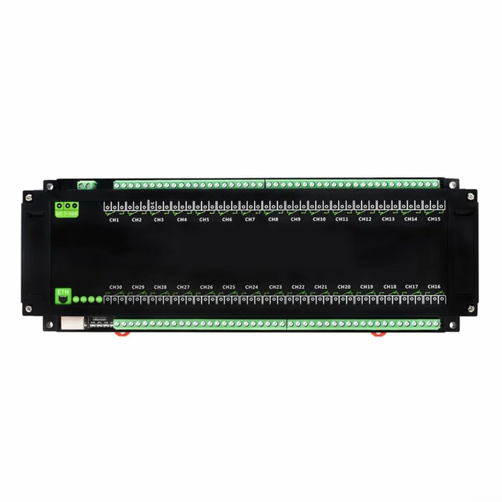 Modulo relè Ethernet a 30 canali con supporto TCP e RTU, alimentato, custodia in ABS industriale e montaggio flessibile per applicazioni di automazione