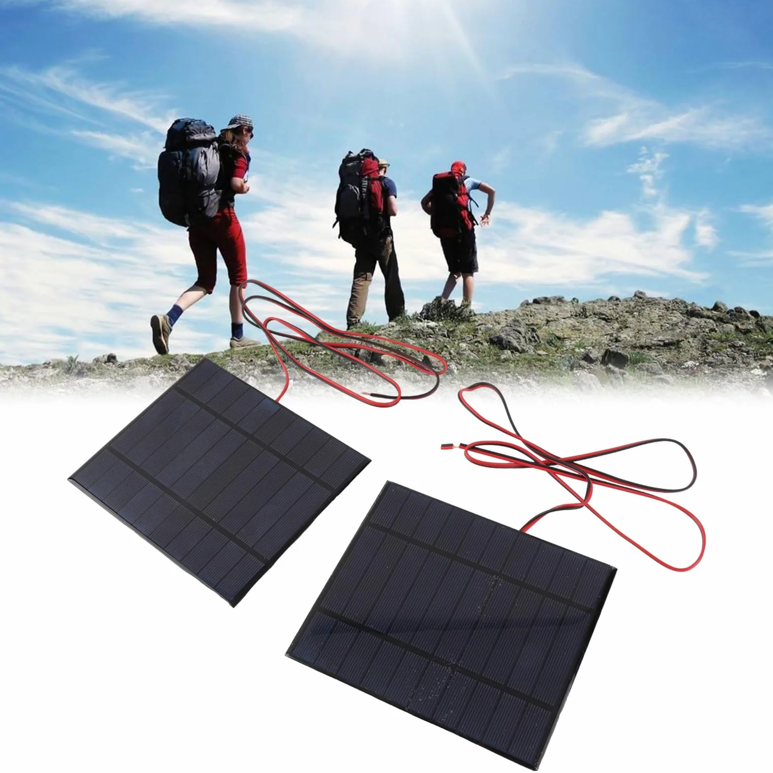 Modulo di Alimentazione Cella Pannello Solare DC5V 500mA 2 Pezzi con Cavo 100 Cm, Resistente Allae Al per Luci Solari del Prato, Caricabatterie per Cellulare, Torcia
