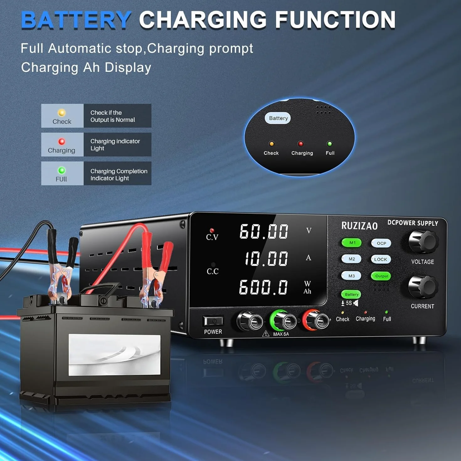 Alimentatore da Banco 15V 30A 450W Alta Potenza, Per la 6V 12V Ricarica Della Batteria etc. Alimentatore da Laboratorio, Funzione di Archiviazione Dati,Uscita pulsante,Pulsante OCP