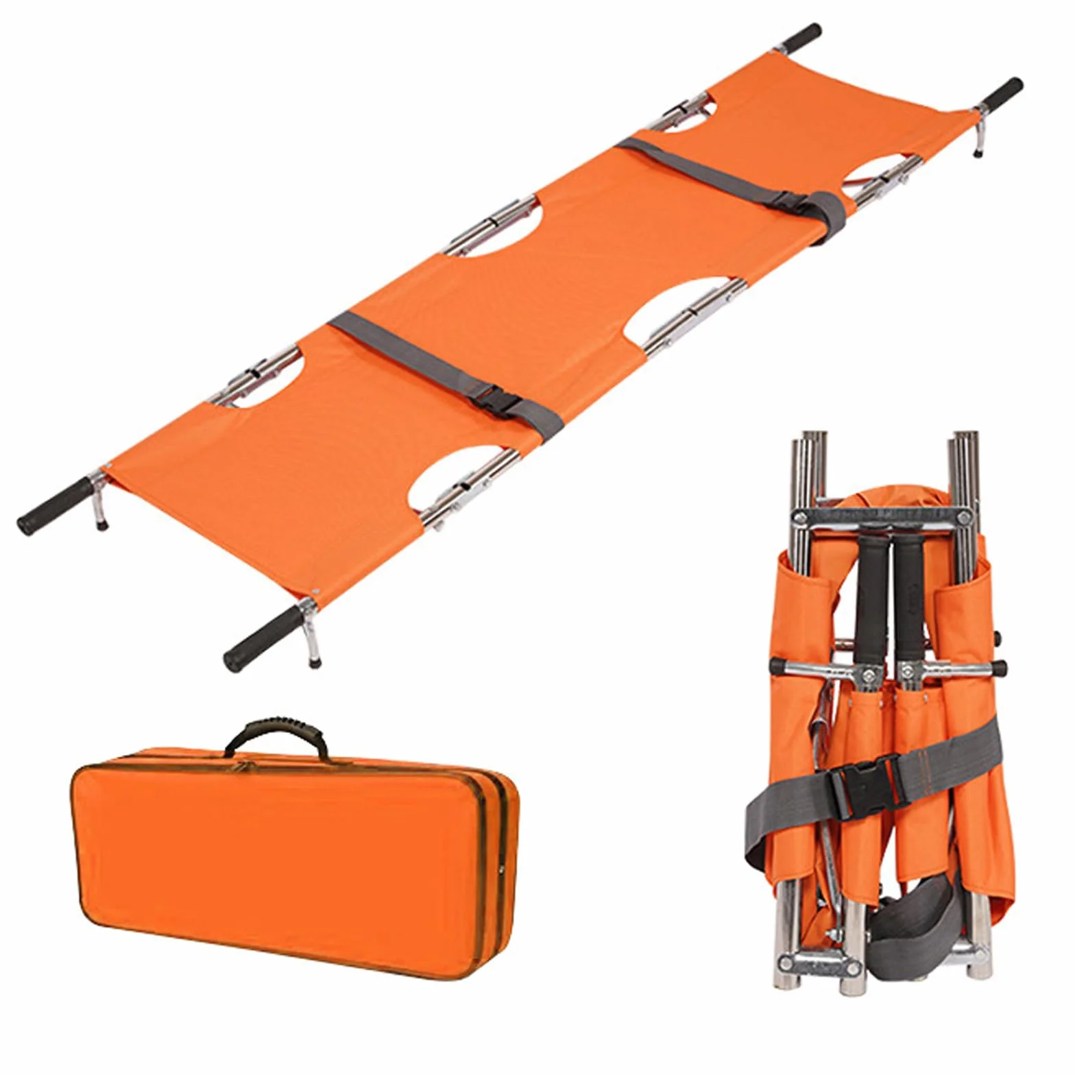 Barella Portatile, Barella Di Soccorso In Lega Di Alluminio Barellas Mobile Per Impieghi Gravosi Con Borsa Portaoggetti Per Soccorso In Montagna E Trasporto A Lunga Distanza 210x54 Cm