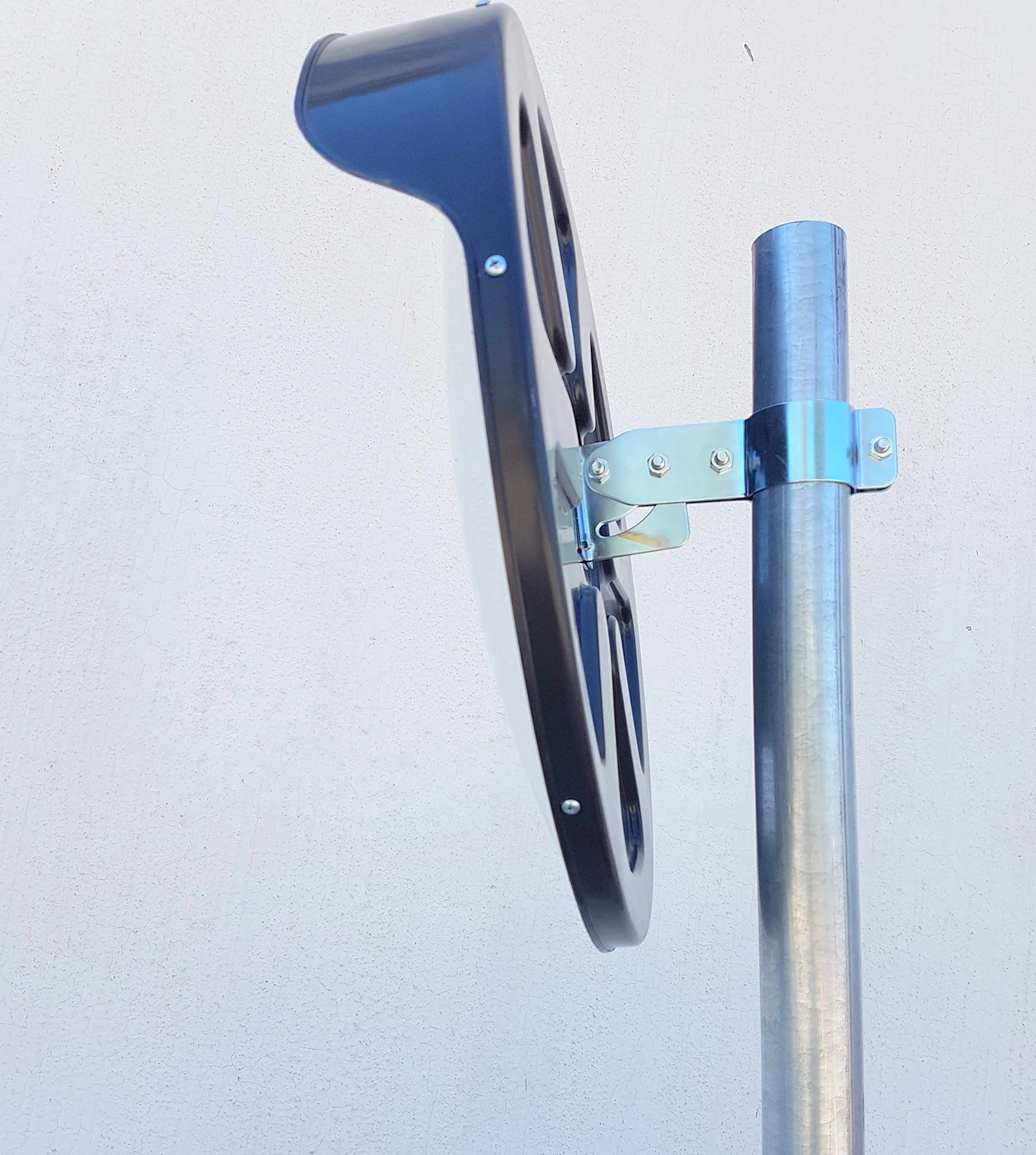 Specchio Convesso di Sicurezza da Traffico, per Strade, Magazzini, Garage e Negozi, Diametro 45 cm, Nero, Staffe di Fissaggio Tubi 48 mm