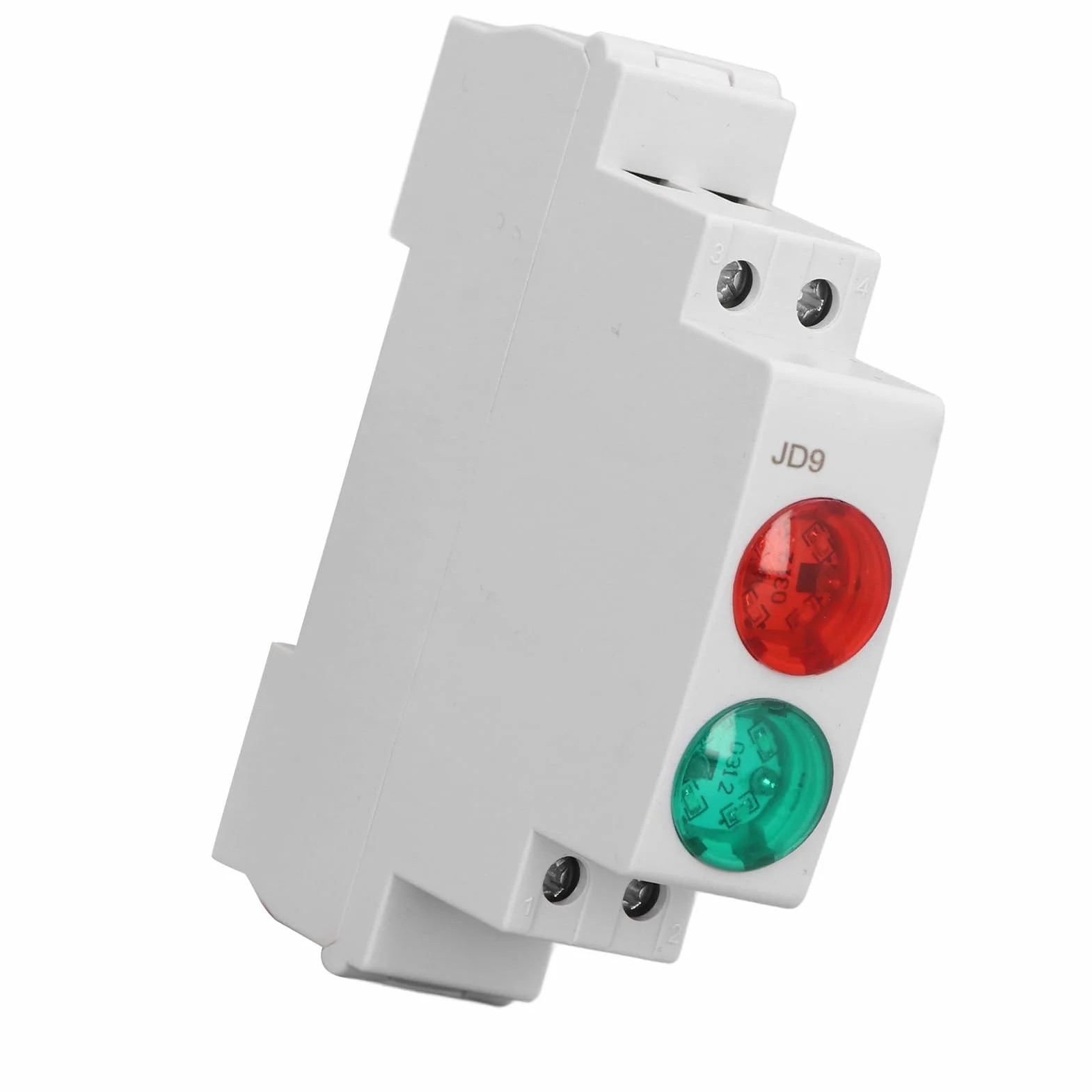 Lampada di Segnalazione LED 230V CA/CC Doppio Rosso Verde per Guida DIN, Montaggio su Guida