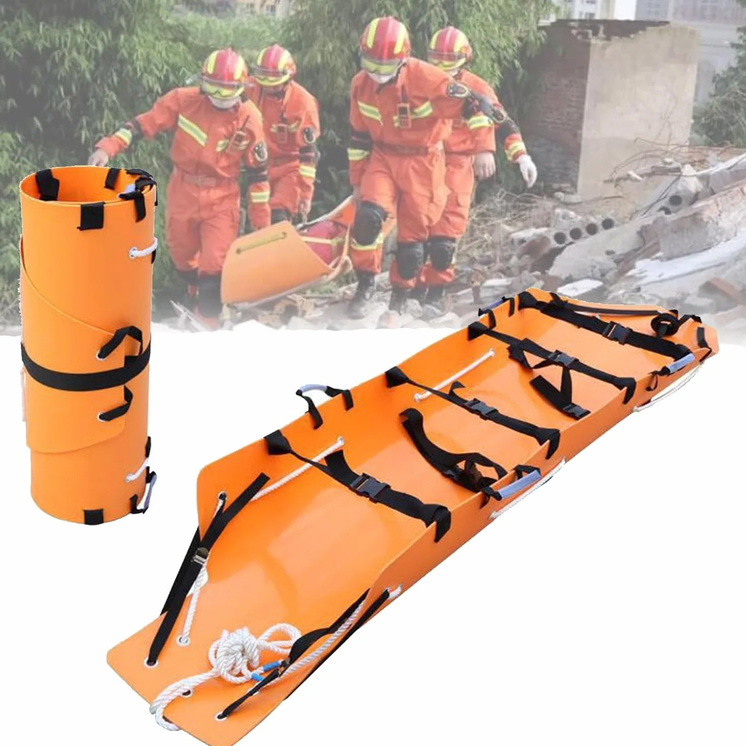 Barella Pieghevole Emergenza Medica BarellaSalvataggio Emergenza Portatile Barella Posteriore, Barella A Cucchiaio Barella A Rulli Max.159 Kg/350 Libbre per Soccorso Emergenza Medica