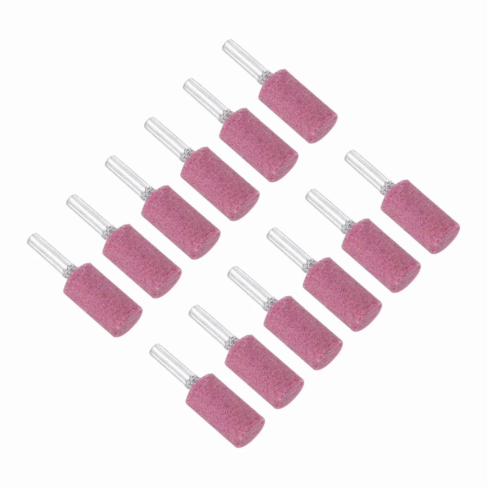 QUARKZMAN 6mm Gambo 16mm Diametro Mandrino Montato Rettifica Pietre x 12pz Cilindro Forma per Rettifica e Lucidatura, [Rosa]