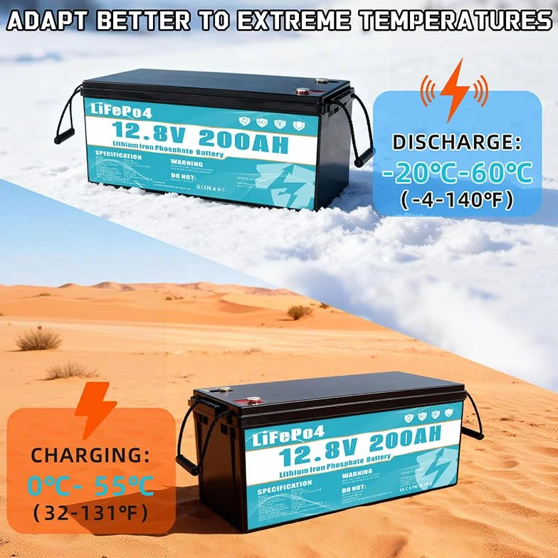 Batterie Ricaricabili,LiFePO4 Batteria da 12V 200Ah al litio ferro fosfato, dotata di BMS da 200 A, durata superiore a 8 anni, adatta per campeggio,alimentazione di emergenza, ecc.