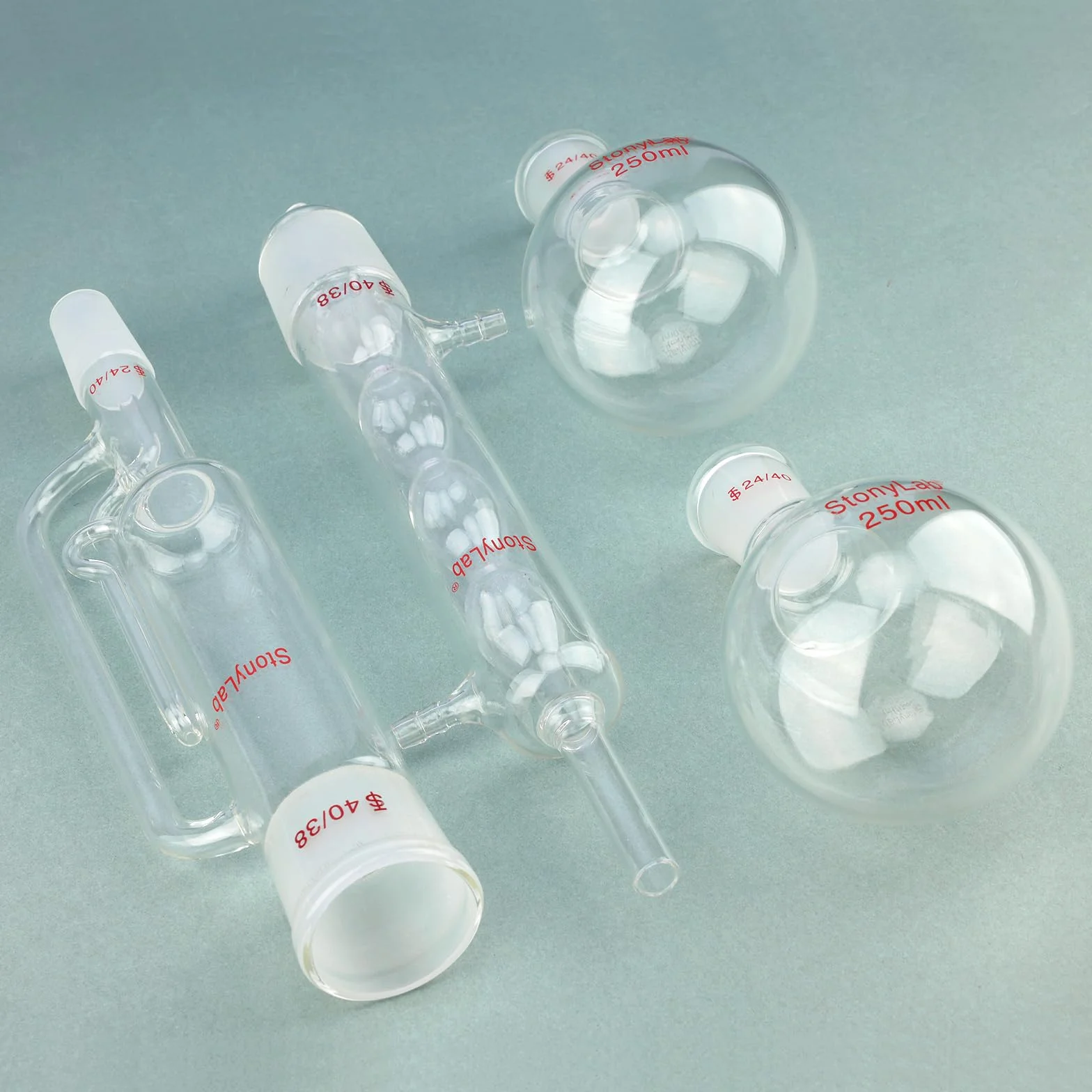 stonylab Soxhlet Extractor Borosilicate Glass 40/38 250 ml Allihn Condenser Flat Bottom Flask 24/40