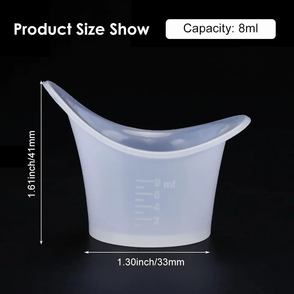 Tazza da Bagno in Silicone per Occhi Portatile - Morbida e Riutilizzabile per Lavaggio Oculare, Non Sterile, 8ml, 4 Pezzi