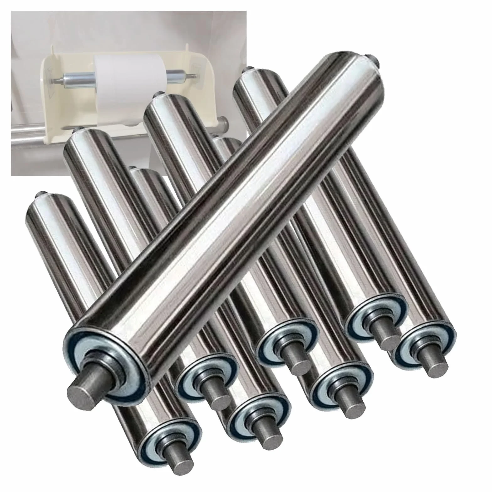 trasportatore rullo Rulli a gravità 8 pezzi, rulli di trasporto non alimentati da 25 32 38 50 60 mm di diametro for la lavorazione del legno, rullo trasportatore in acciaio zincato di ricambio(8 pcs D
