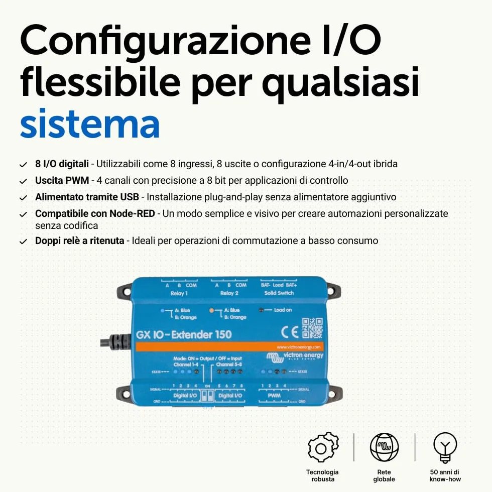 Victron Energy Estensore IO GX 150 - Modulo di Espansione Controllo e Monitoraggio USB - Plug and Play