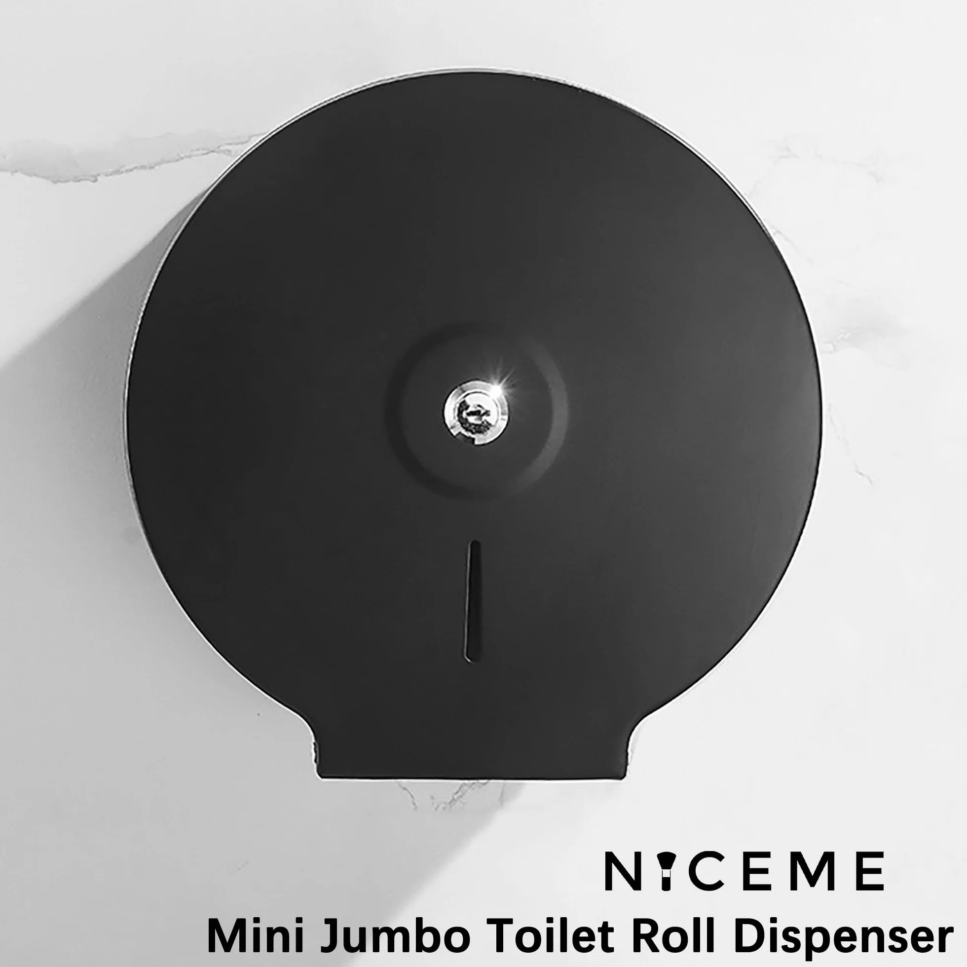 NICEME Dispenser di asciugamani di carta, commerciale, blocco, mandrino 40mm, diametro 255mm, Nero