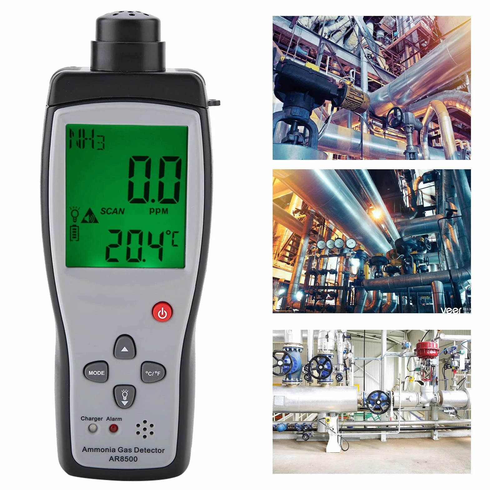 SMART SENSOR AR8500 Monitor Rilevatore di Gas di Ammoniaca con Display LCD per Metallurgia Batteria Al Litio Ricaricabile 0-100PPM 3,7V