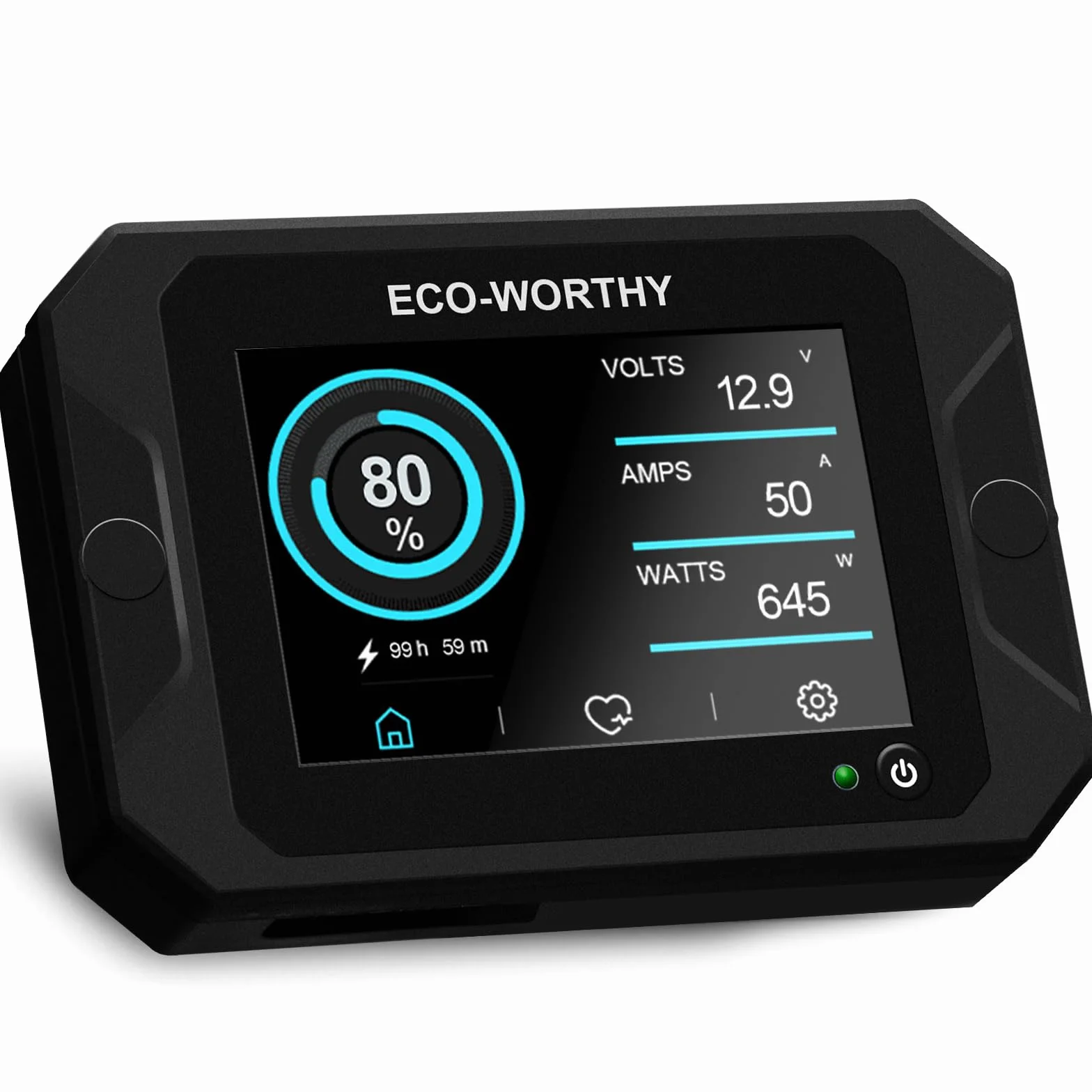 ECO-WORTHY Monitor per batteria 300A con sensore Hall, Monitor batteria 9-80V per batterie Li-ion/LiFePO4/AGM/Gel in sistema solare/carrello/camper