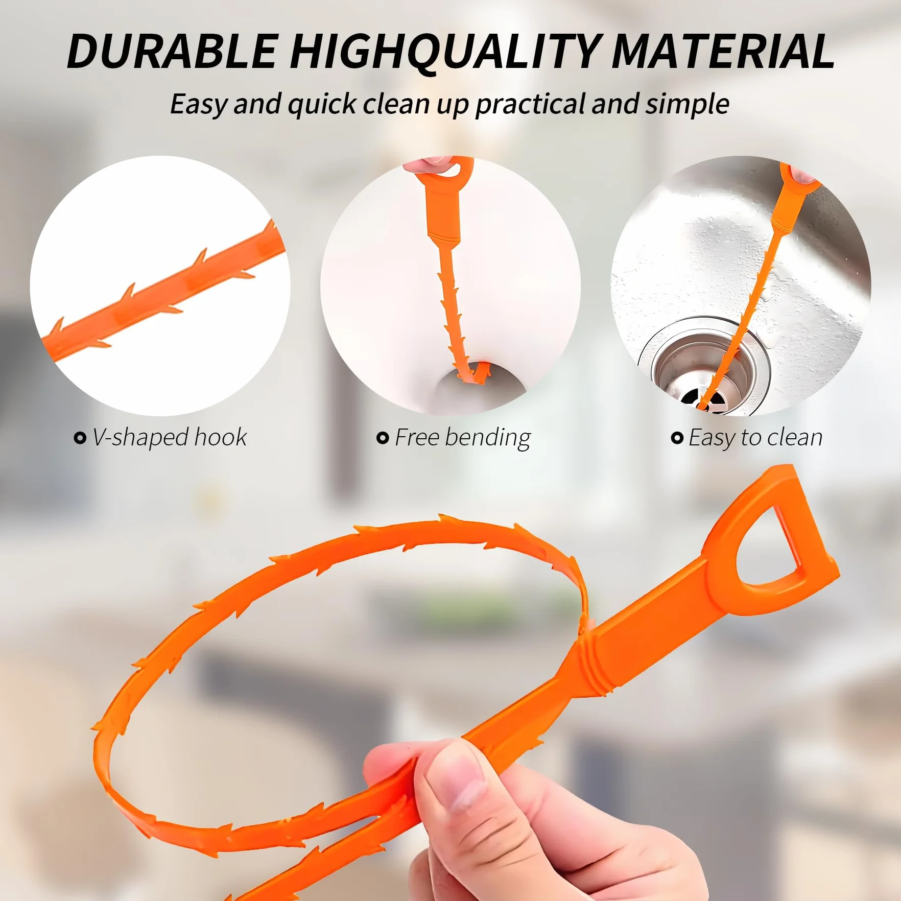 Stura Lavandini e Scarichi, Flessibile Forte Sbloccatore di Scarico, Spazzole Pulizia Professionali, Riutilizzabile Spazzola Pulizia Tubi,per Cucine Vasche Bagno Servizi Igienici Fognature (6 IN 1)