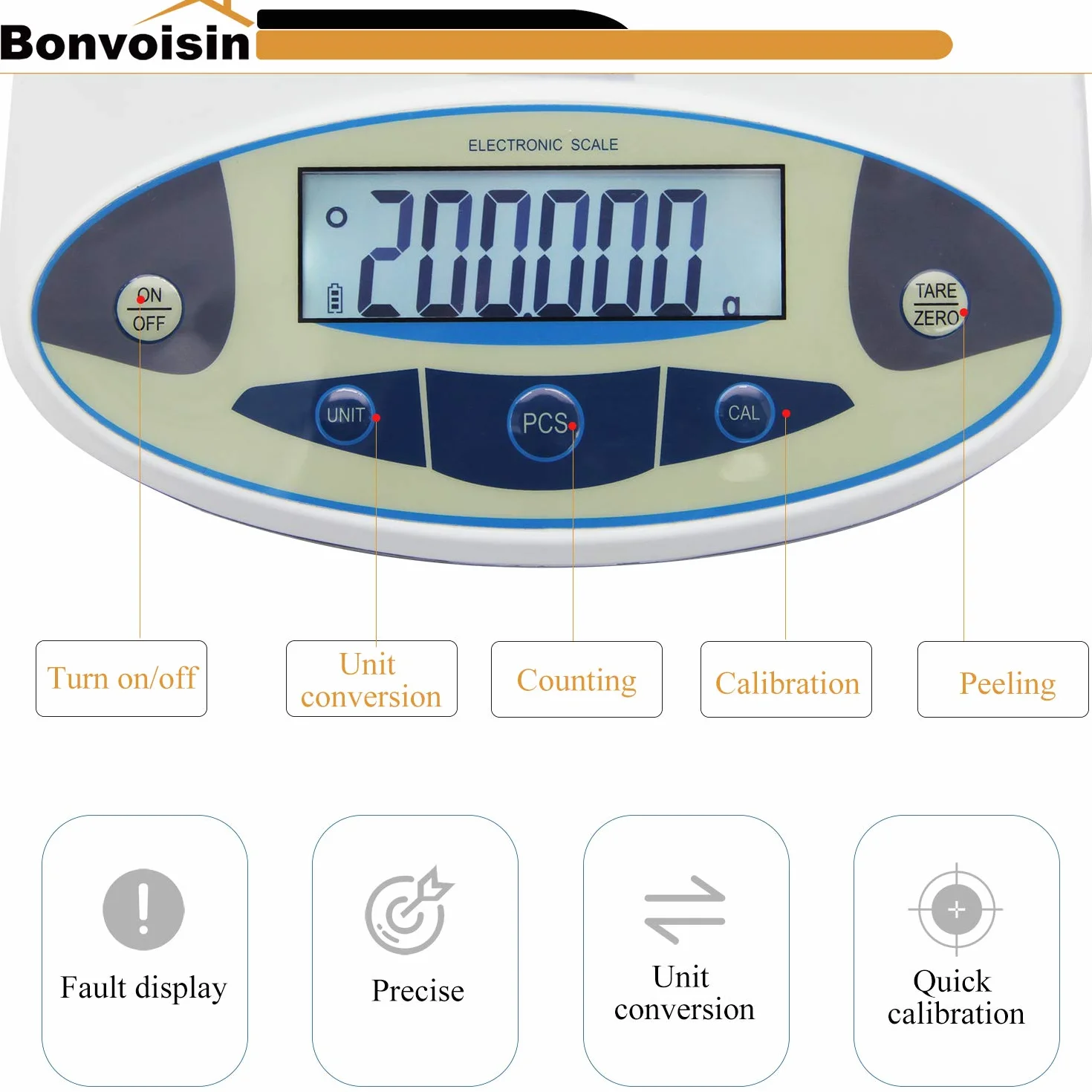 Bonvoisin Bilancia da laboratorio da 1 mg Bilancia analitica di precisione Bilancia elettronica digitale da 0,001 g Bilancia analitica Bilancia scientifica con parabrezza (500 g, 1 mg)