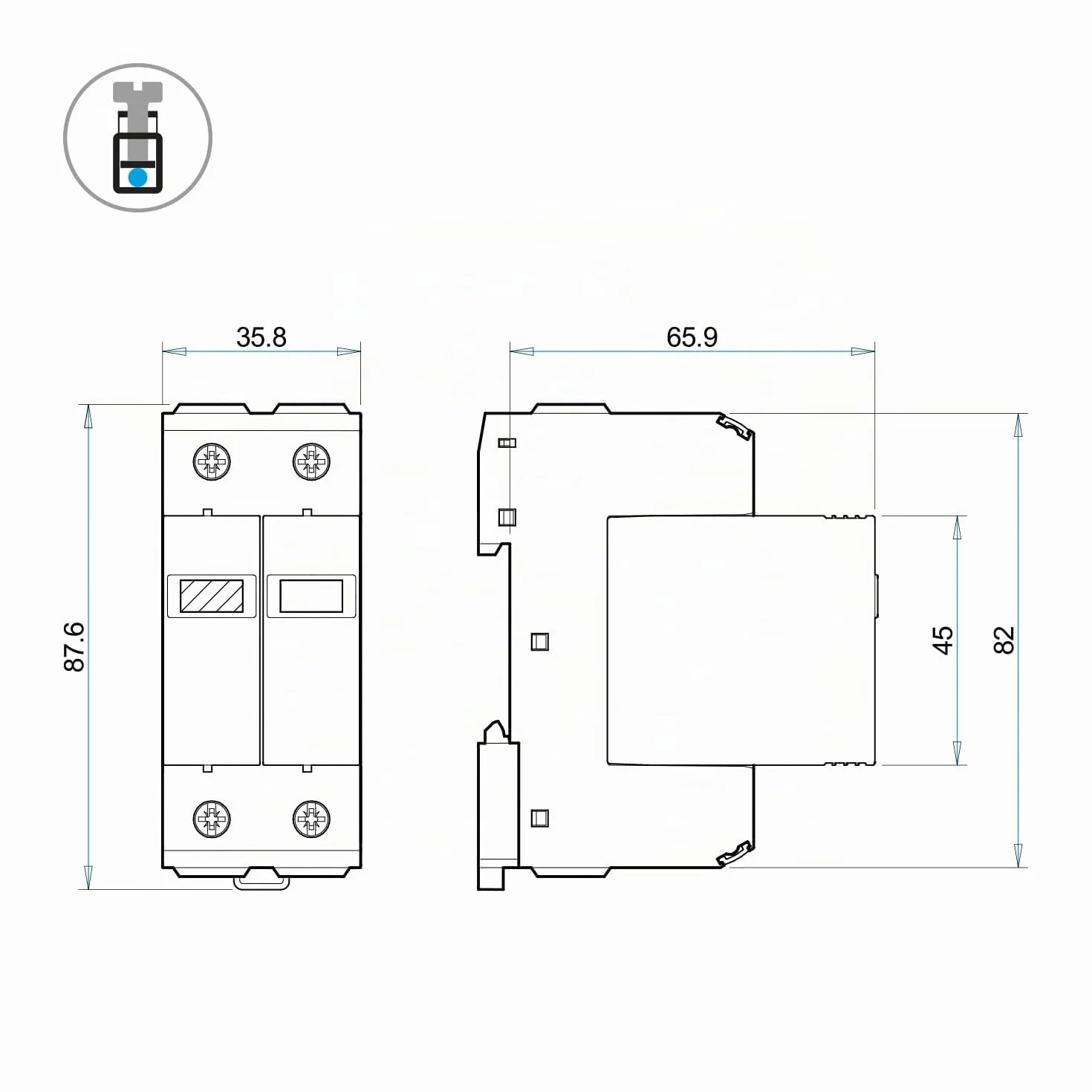 Finder Scaricatore di Sovratensione Tipo 1+2 7P.12 SPD Protezione Varistore L-N Spinterometro a Gas N-PE