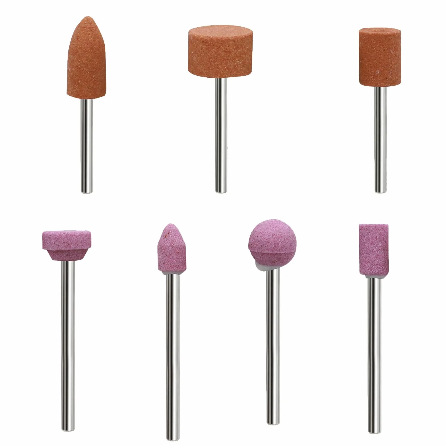 ANBOO 42 pezzi punte abrasive in corindone per levigare pietre, testa di lucidatura, gambo da 1/8" per tamponi di levigatura Dremel e accessori per lucidatura, per trapano affilatrice
