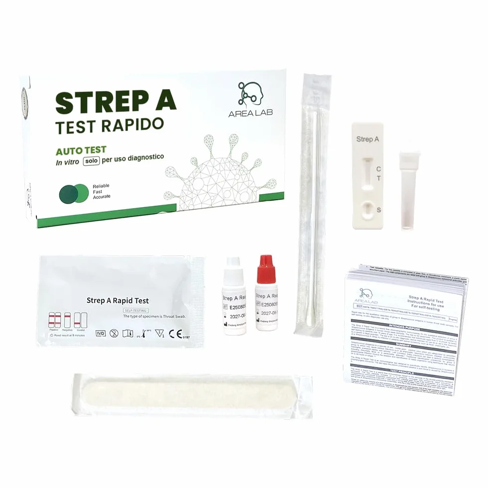 Tampone Streptococco A Test Rapido Faringeo 1 PZ Dispositivo Medico Marchio CE Kit Autodiagnosi