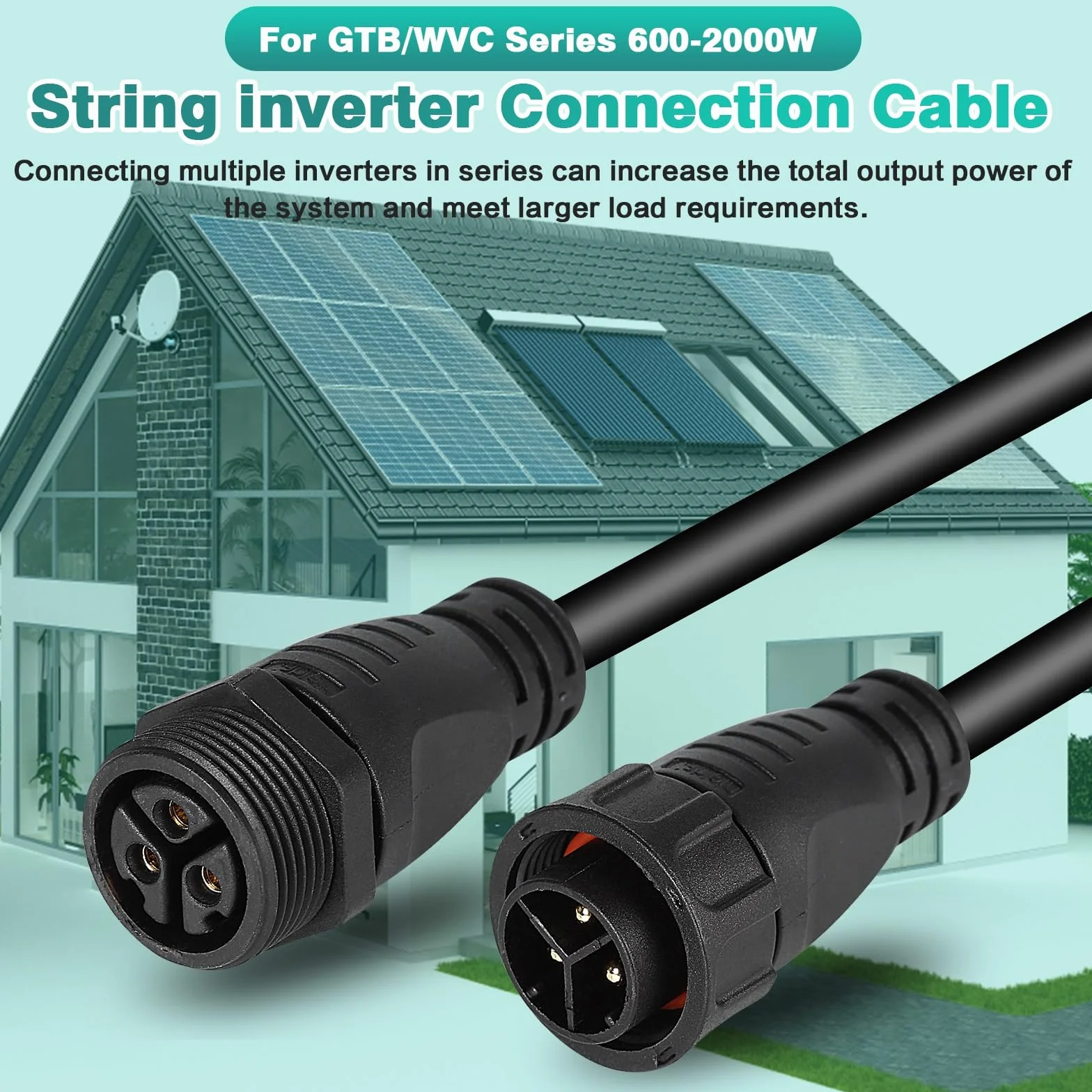 BuyWeek Cavo di Prolunga CA Cavo di Collegamento M25 da 2 m Cavo Micro Invertitore Fotovoltaico Impermeabile for Serie di Invertitori di Grid Tie da 600-2000 W GTB/WVC