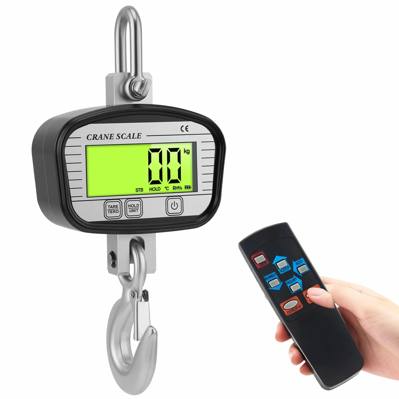 Bilancia Cucina Digitale Bilancia da Cucina Display Retroilluminato e Portata Elevata Casa e Cucina Capacità 1000 kg Bilancia Digitale con Gancio Acciaio per Uso Professionale e Industriale