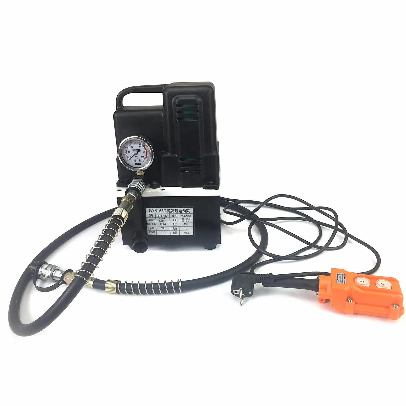 Pompa elettrica ad alta pressione dell'olio idraulico 1200W 700Bar Pompa idraulica elettrica Singolo Circolo dell'olio Alta e Bassa Prestazione di pressione Dotato di telecomando cablato