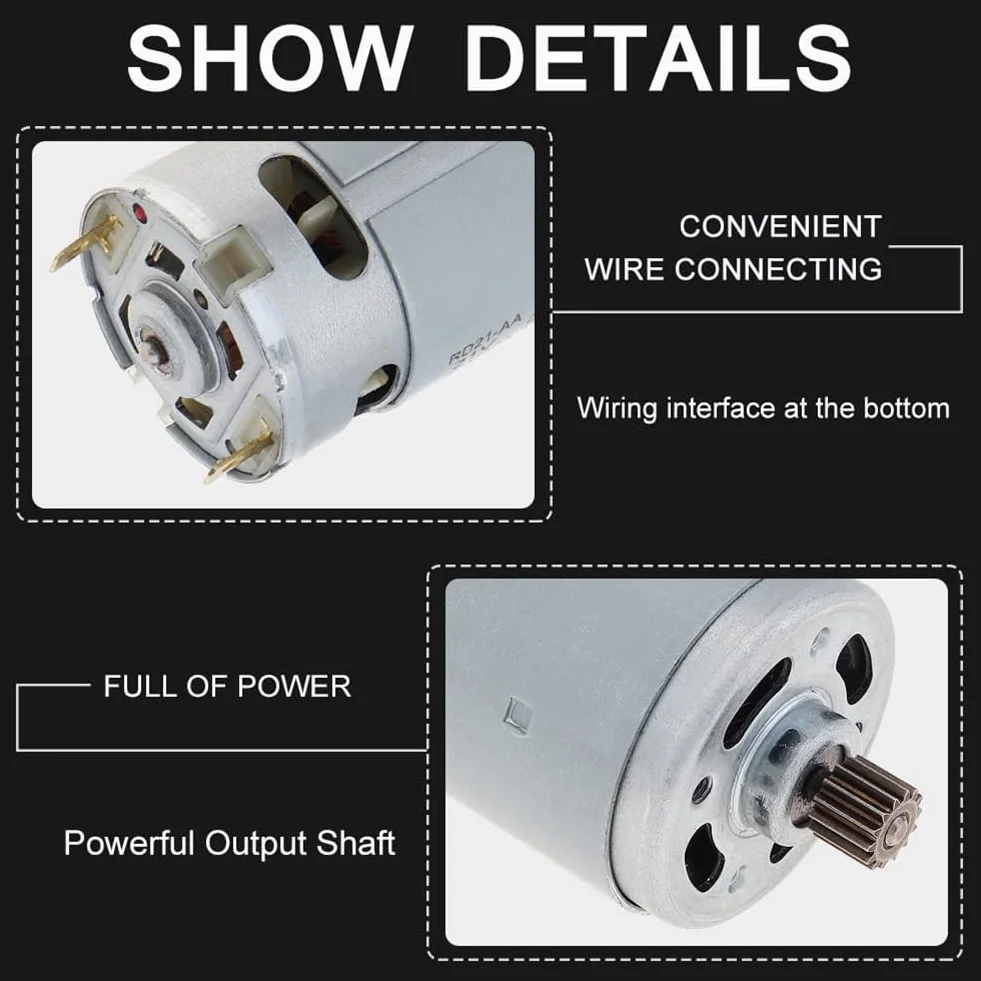 RS550 DC Motor 8.2mm 14 Denti 21V 29800 RPM per Elettrica Mano Ricaricabile