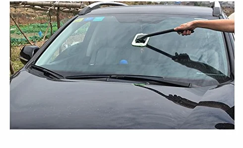 Strumento di Pulizia Auto per Parabrezza, Manico Telescopico con 4 Cuscinetti in Microfibra, Grigio