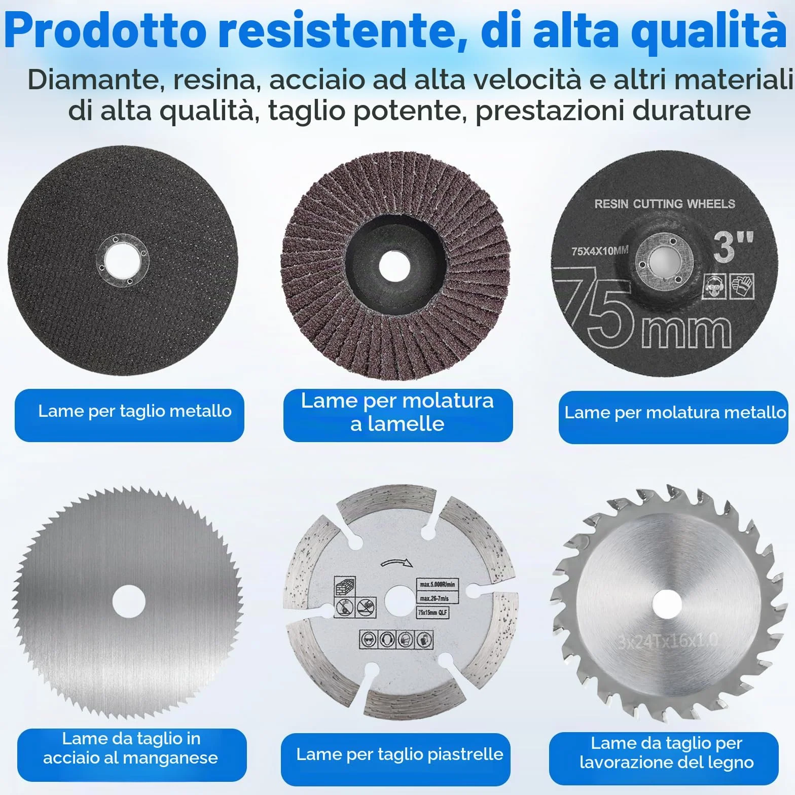 24 pezzi Dischi da Taglio 75mm per Smerigliatrice Angolare – Dischi Abrasivi, Polishing, Mezzatura per Metallo, Legno e Plastica, Accessori con Foro da 10mm