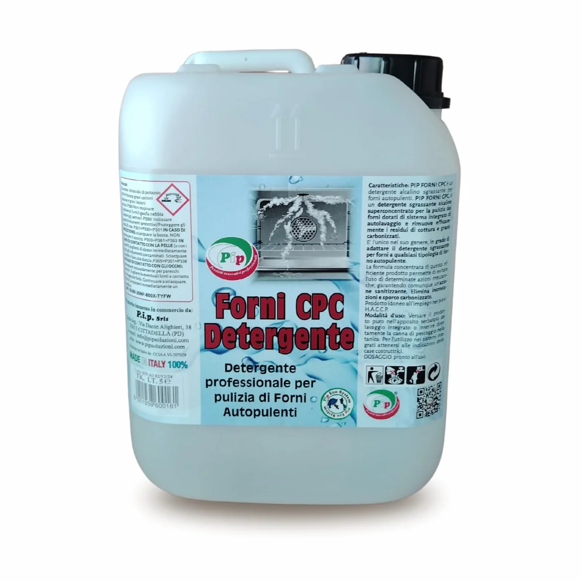PIP Detergente Forno Autopulente Forni CPC, Alcalino, Prodotto Puliforno Sgrassante, Disincrostante, Professionale, Industriale, Biodegradabile, Tanica LT. 5 - Kg. 5,25 Pronto all'uso