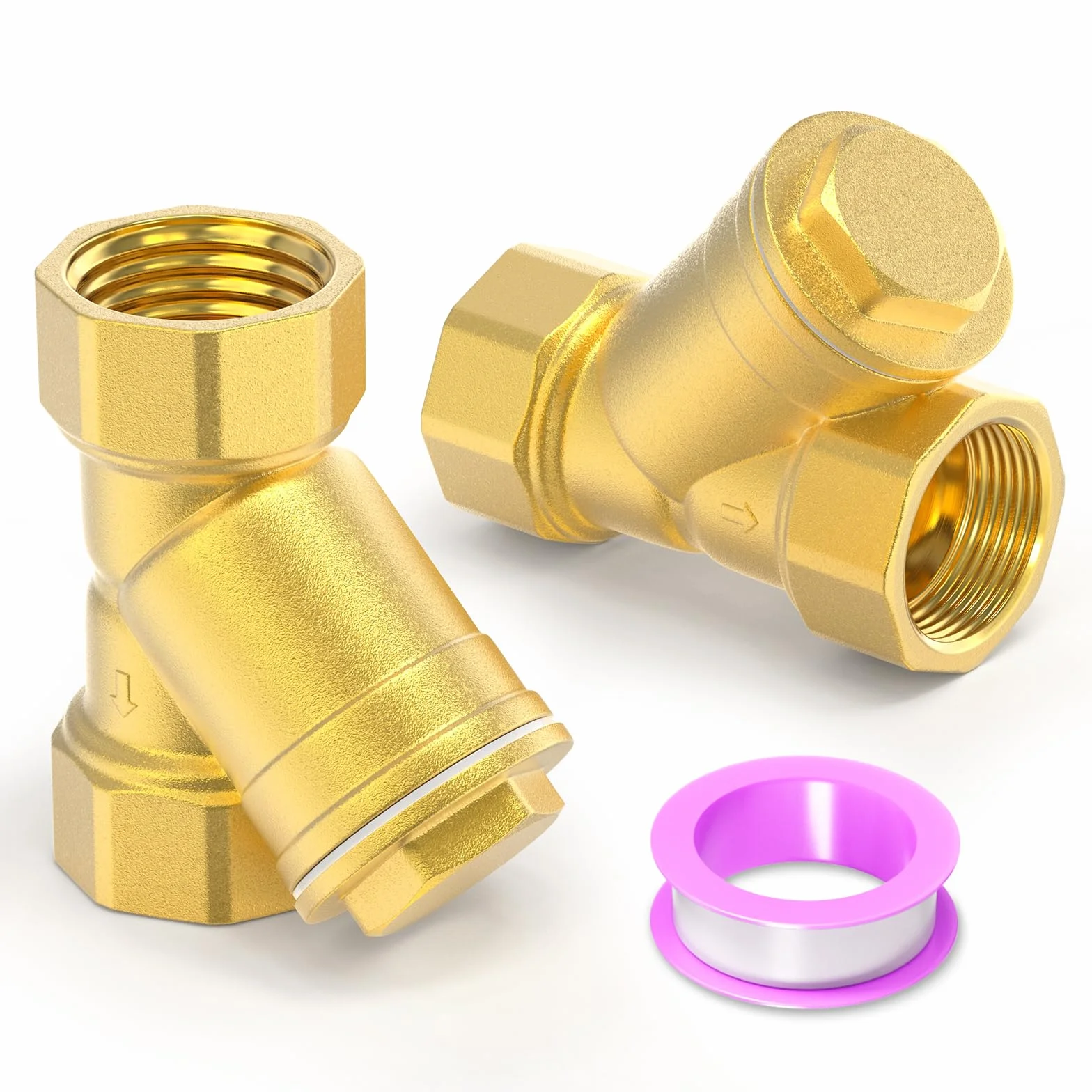 2 pezzi valvola filtro a Y in ottone con rete metallica, valvola con attacco filettato femmina da 1/2" BSP DN15 per la separazione acqua-olio