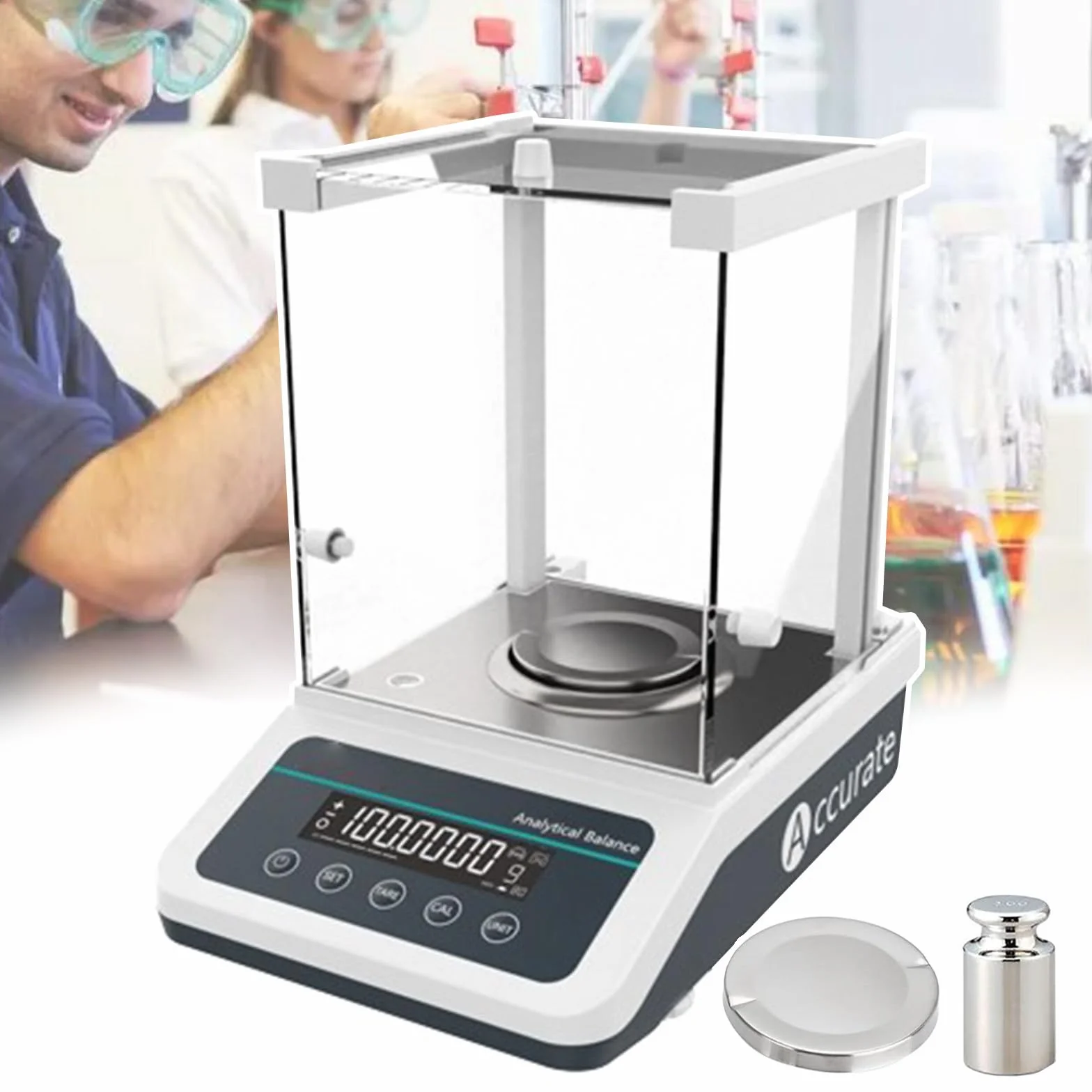 Bilancia Analitica da 100g-220g, Bilancia Digitale da Laboratorio Ad Alta Precisione 0.0001g (0.1mg), Calibrazione Automatica, Display A LED, per Cucina Farmaceutica, Medica, Domestica,100g