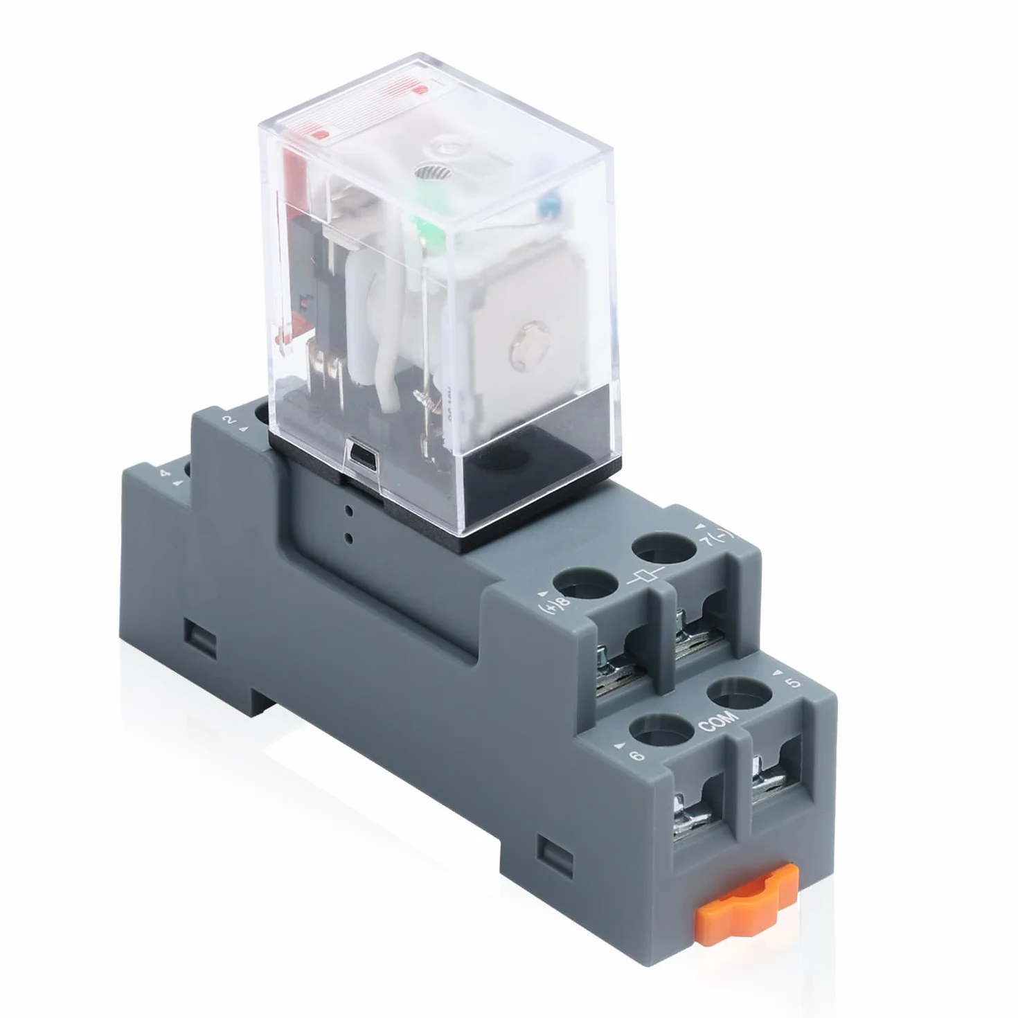 APIELE Relè elettromagnetico di potenza MY2NJ HH52P bobina 2PDT 2NO+2NC 8 pin 10 A con spia luminosa con attacco (24 VDC)